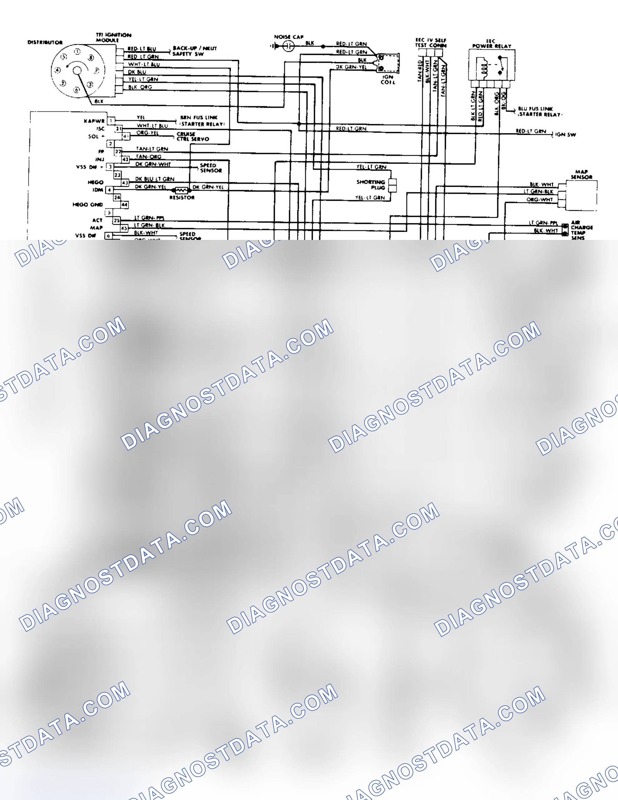 Scheme 75: 5.0L SEFI EEC-IV Wiring Diagram (Town Car)