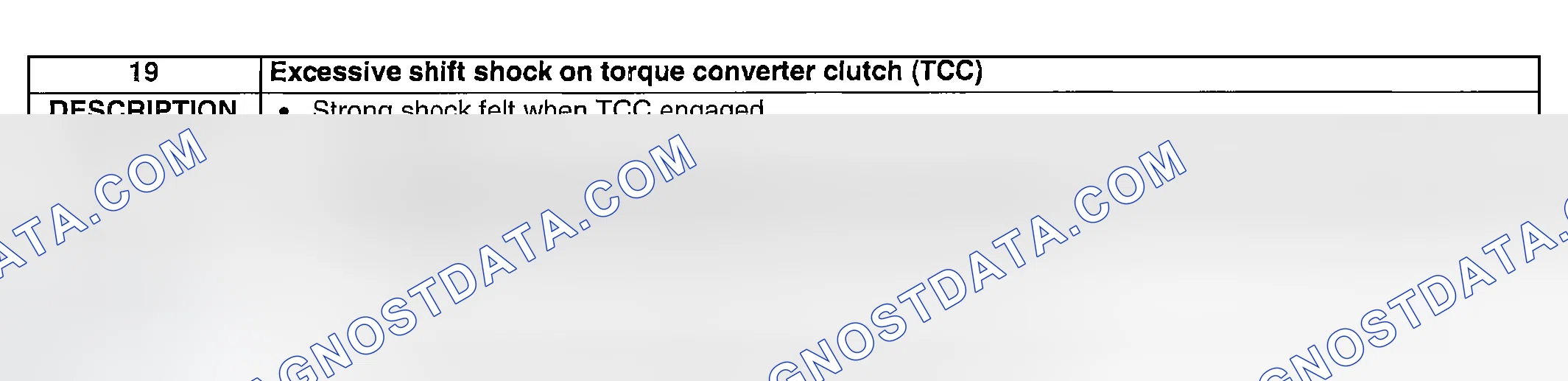 Scheme 138: NO. 19: EXCESSIVE SHIFT SHOCK ON TORQUE CONVERTER CLUTCH (TCC)