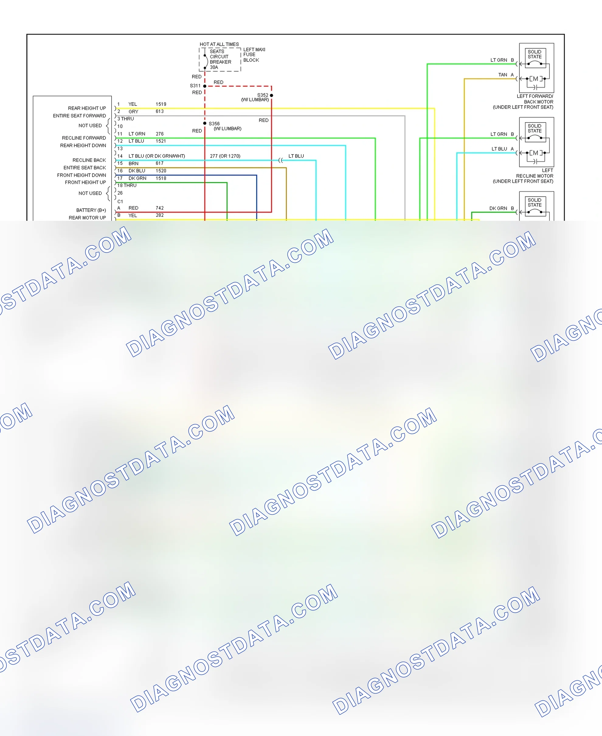 Scheme 10: Power Seats Wiring Diagram (DeVille)