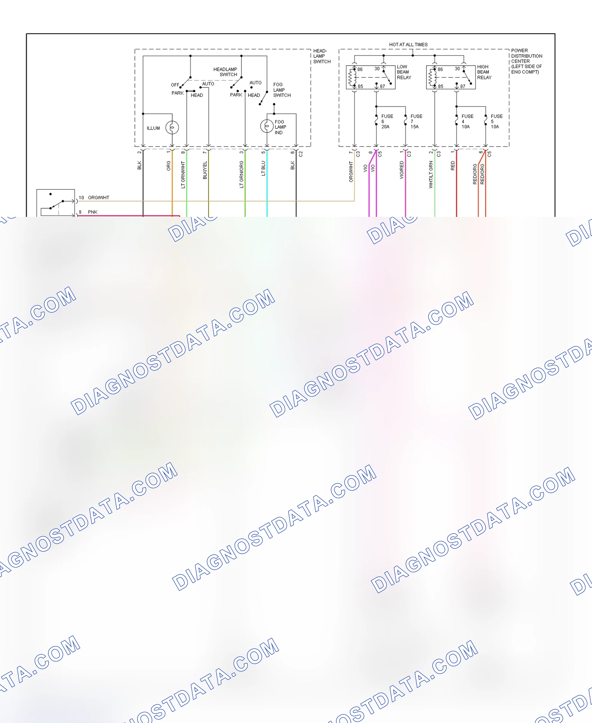 Scheme 3: Headlight System Wiring Diagram (Caravan & Voyager)