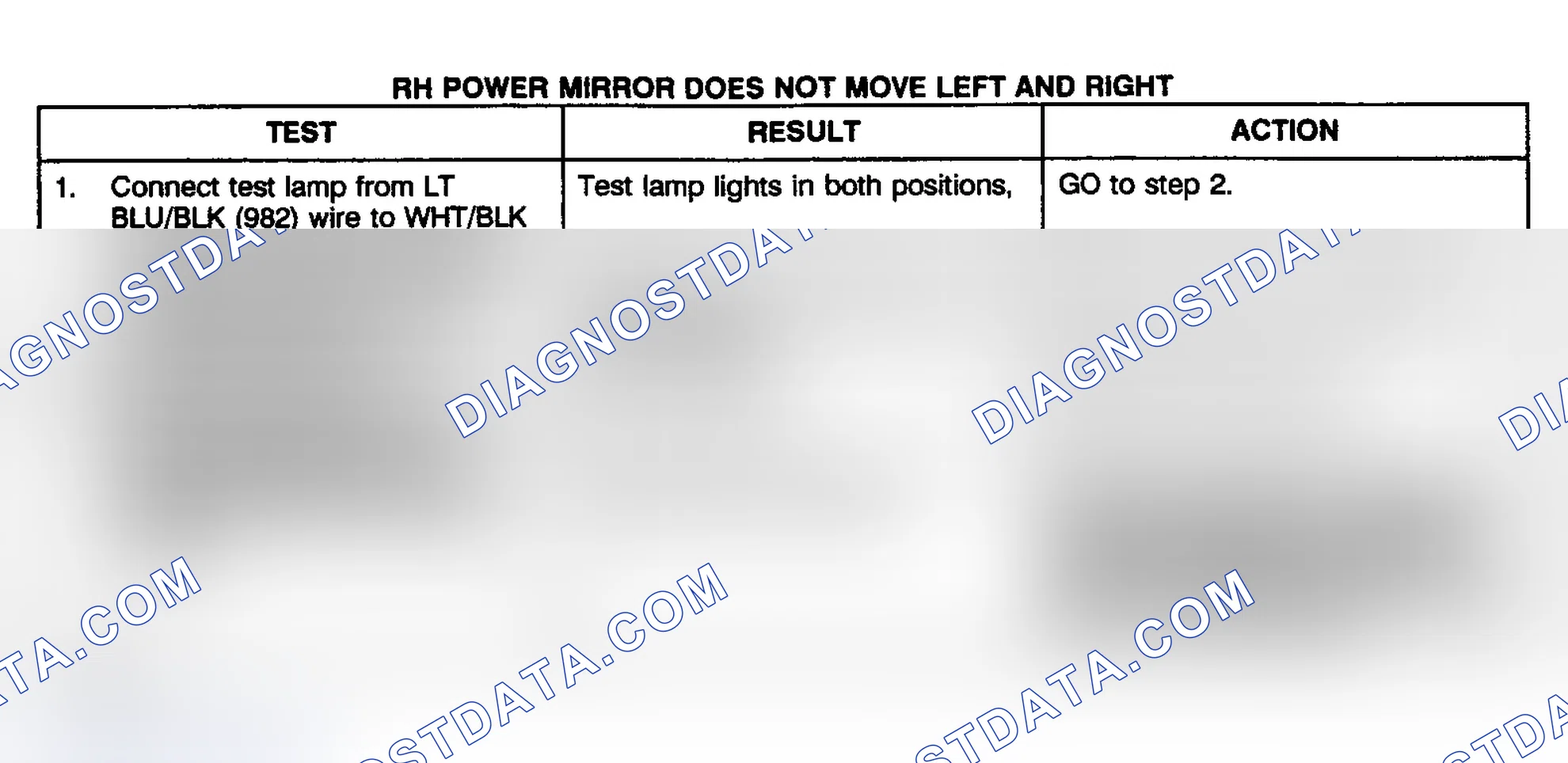 Scheme 13: TEST D: RIGHT POWER MIRROR DOES NOT MOVE LEFT & RIGHT