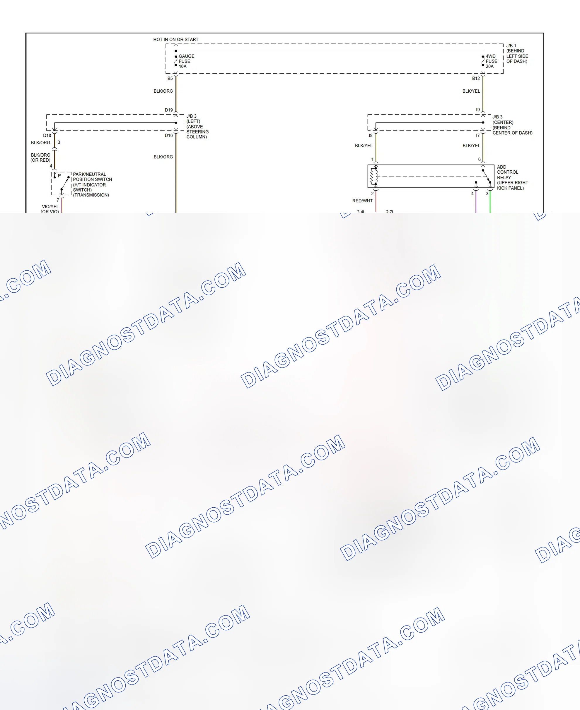 Fig. 10: Automatic Disconnecting Differential System Wiring Diagram (2000 Tacoma Without 2-4 Select Switch - Except California)