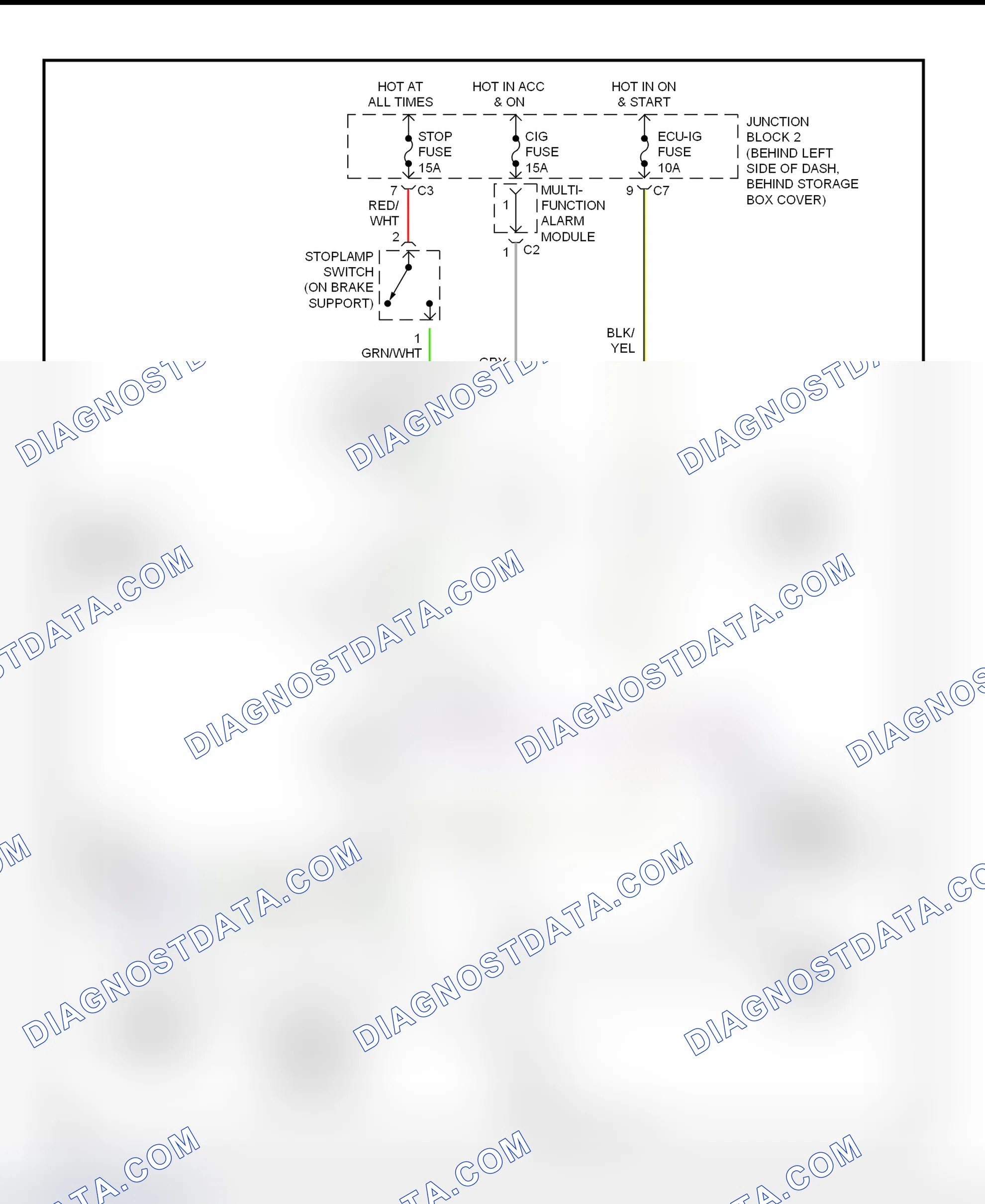 Fig. 38: Shift Interlock System Wiring Diagram (1999 Prizm)