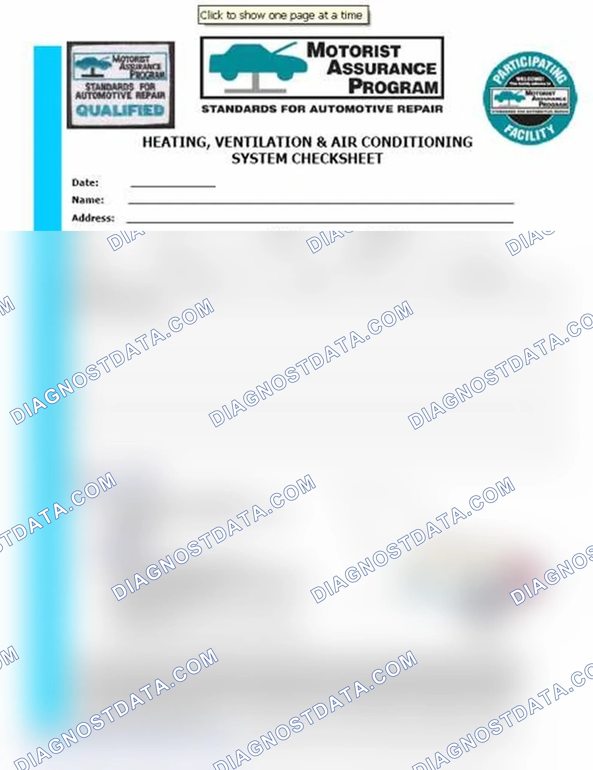 Scheme 15: Heating, Ventilation & Air Conditioning System Checksheet (1 Of 2)