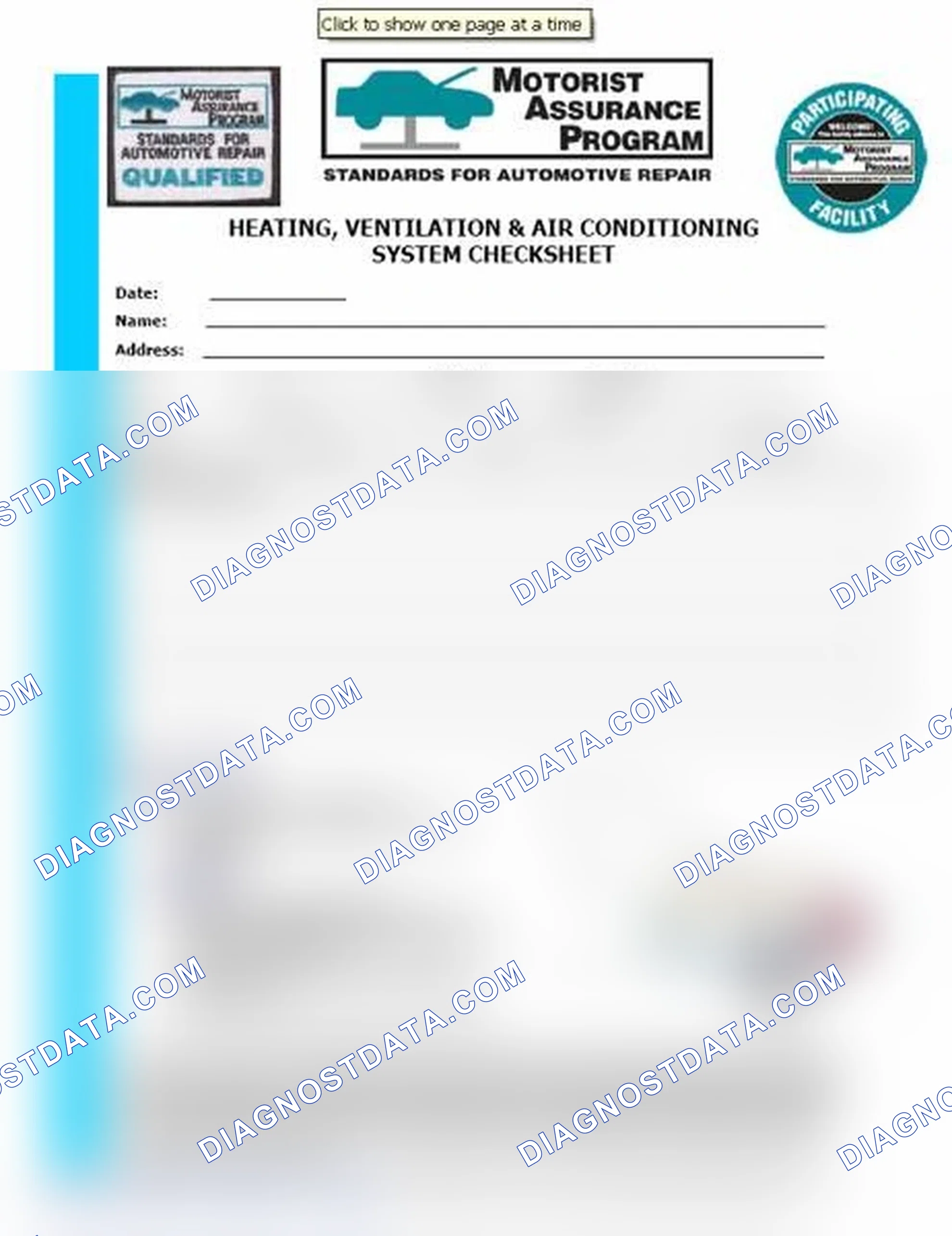 Scheme 15: Heating, Ventilation & Air Conditioning System Checksheet (1 Of 2)
