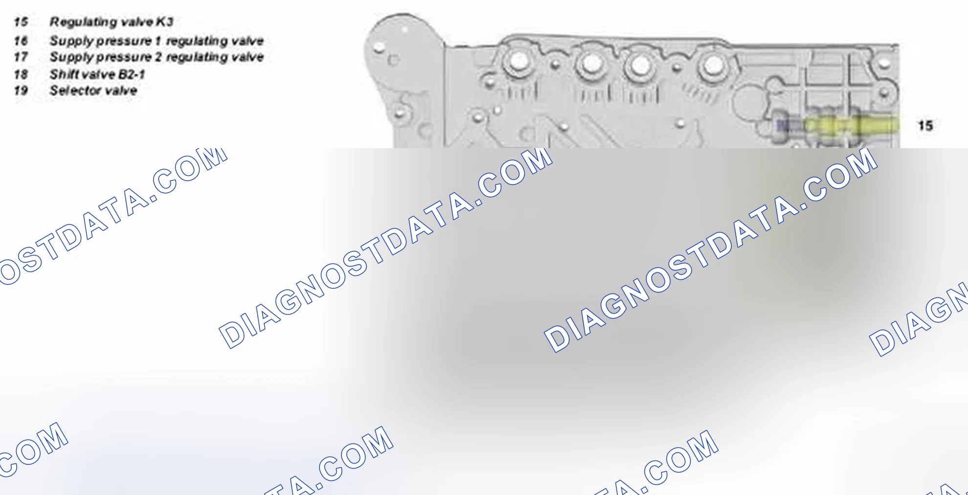 Fig. 27: Identifying Valve Body Hydraulic Components (Transmission 722.9)