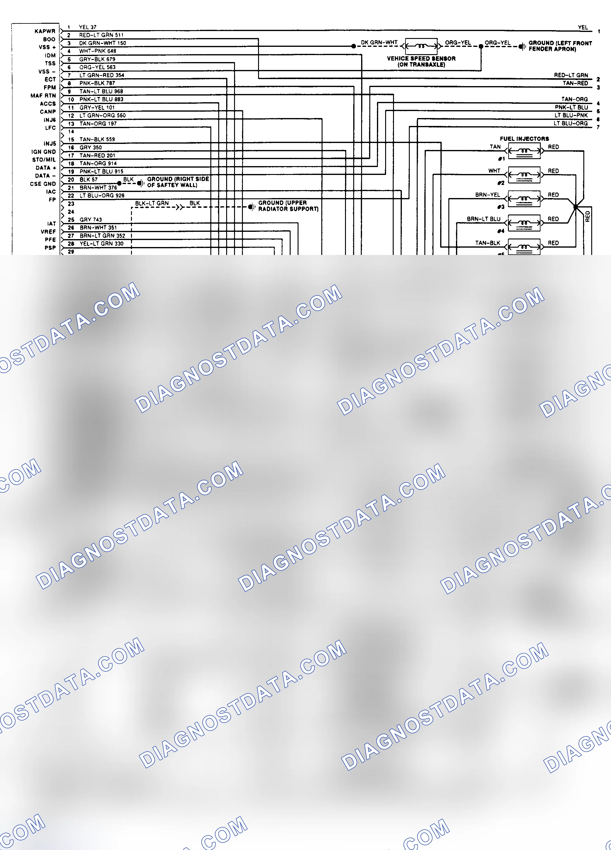 Scheme 145: EEC-IV Wiring Diagram (Sable/Taurus 3.8L - 1 of 2)