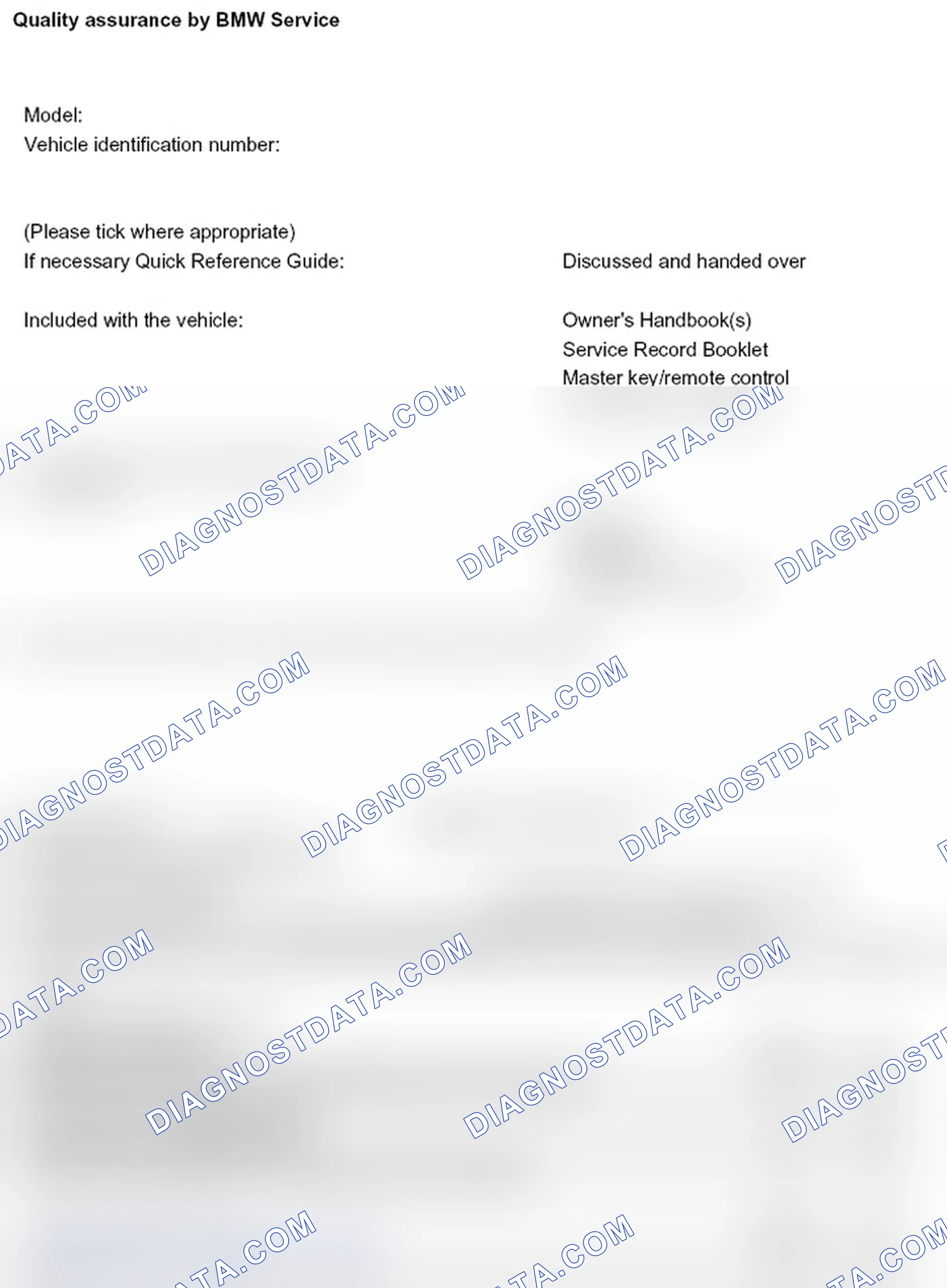 Scheme 1: 00 ... . Pre-delivery check