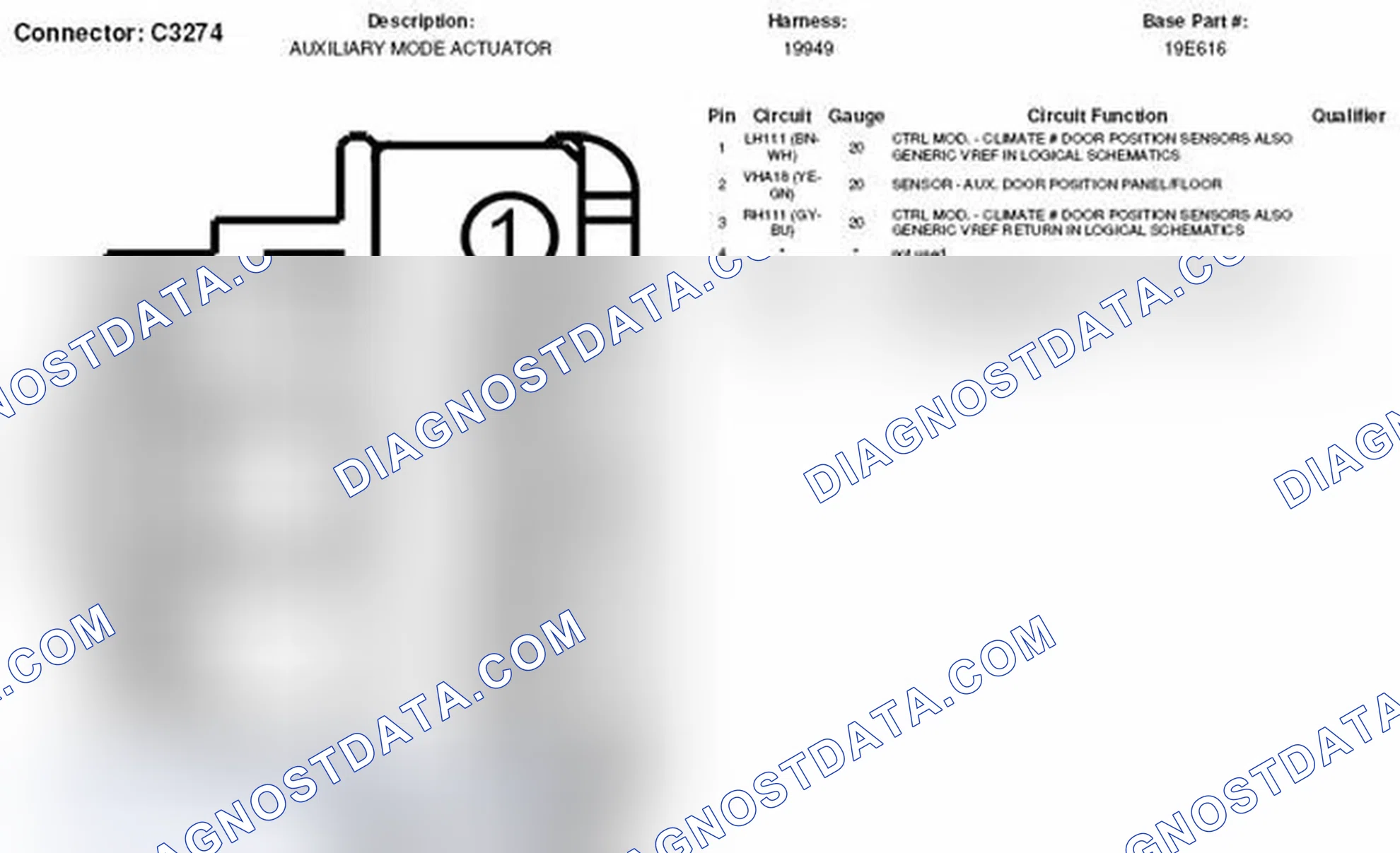 Scheme 294: Auxiliary Mode Actuator Connector End View (C3274)