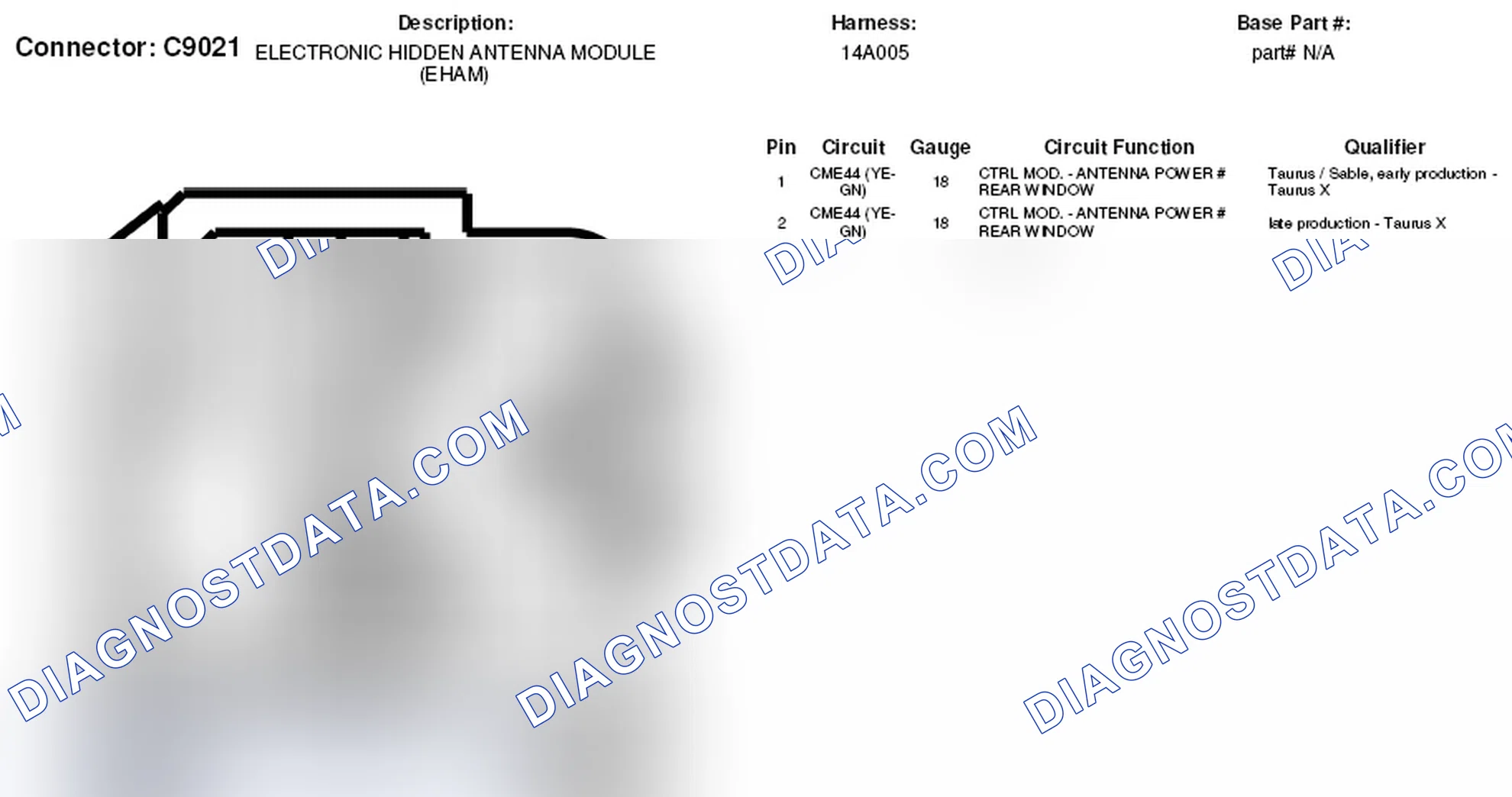 Scheme 329: Electronic Hidden Antenna Module Connector End View (C9021)