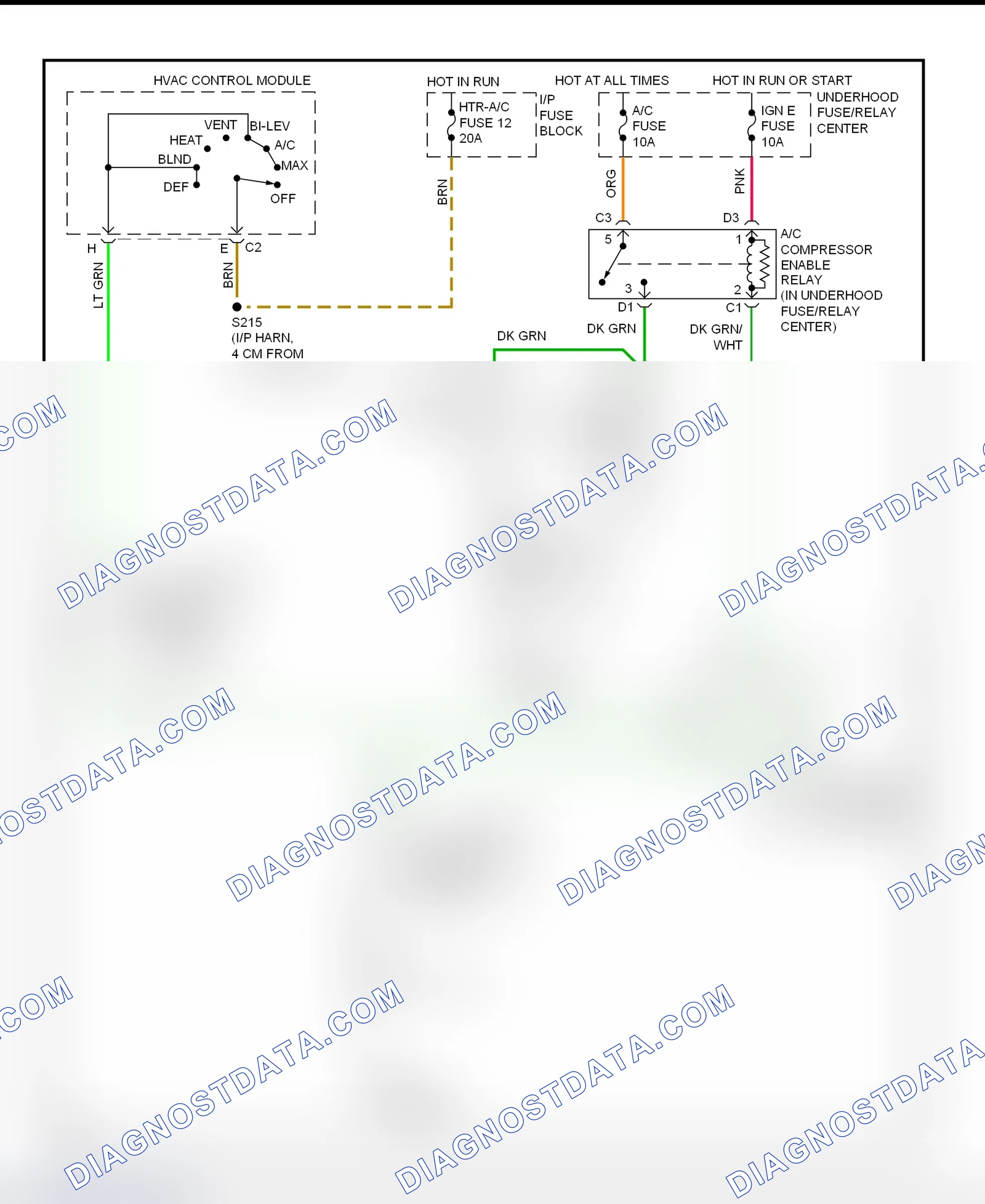 Scheme 56: A/C Compressor Clutch Control Circuit Wiring Diagram (2000 Express & Savana - Except Diesel Engine)