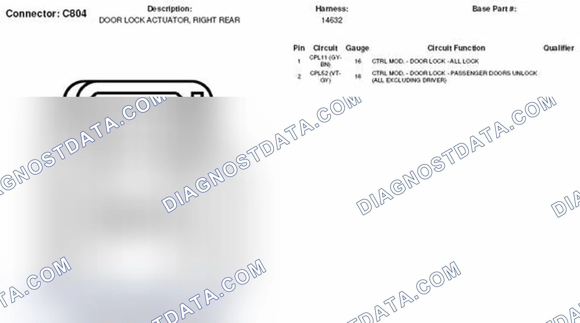 Scheme 237: Right Rear Door Lock Actuator Connector End View (C804)