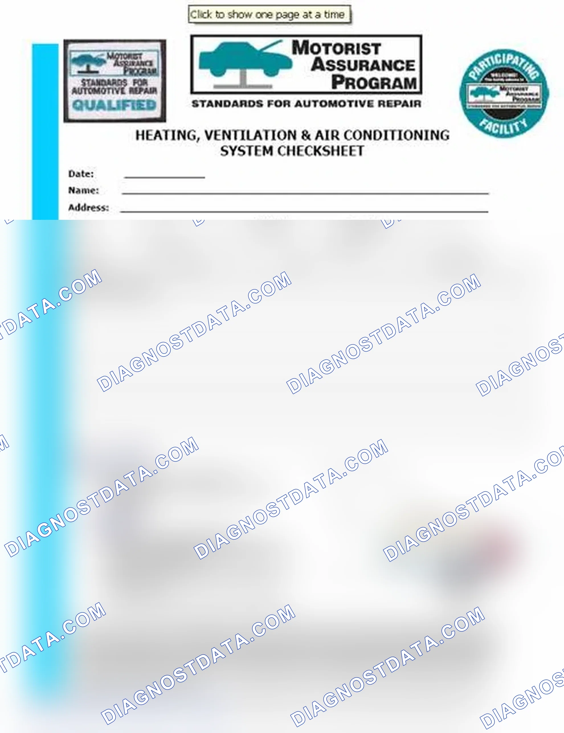 Scheme 15: Heating, Ventilation & Air Conditioning System Checksheet (1 Of 2)