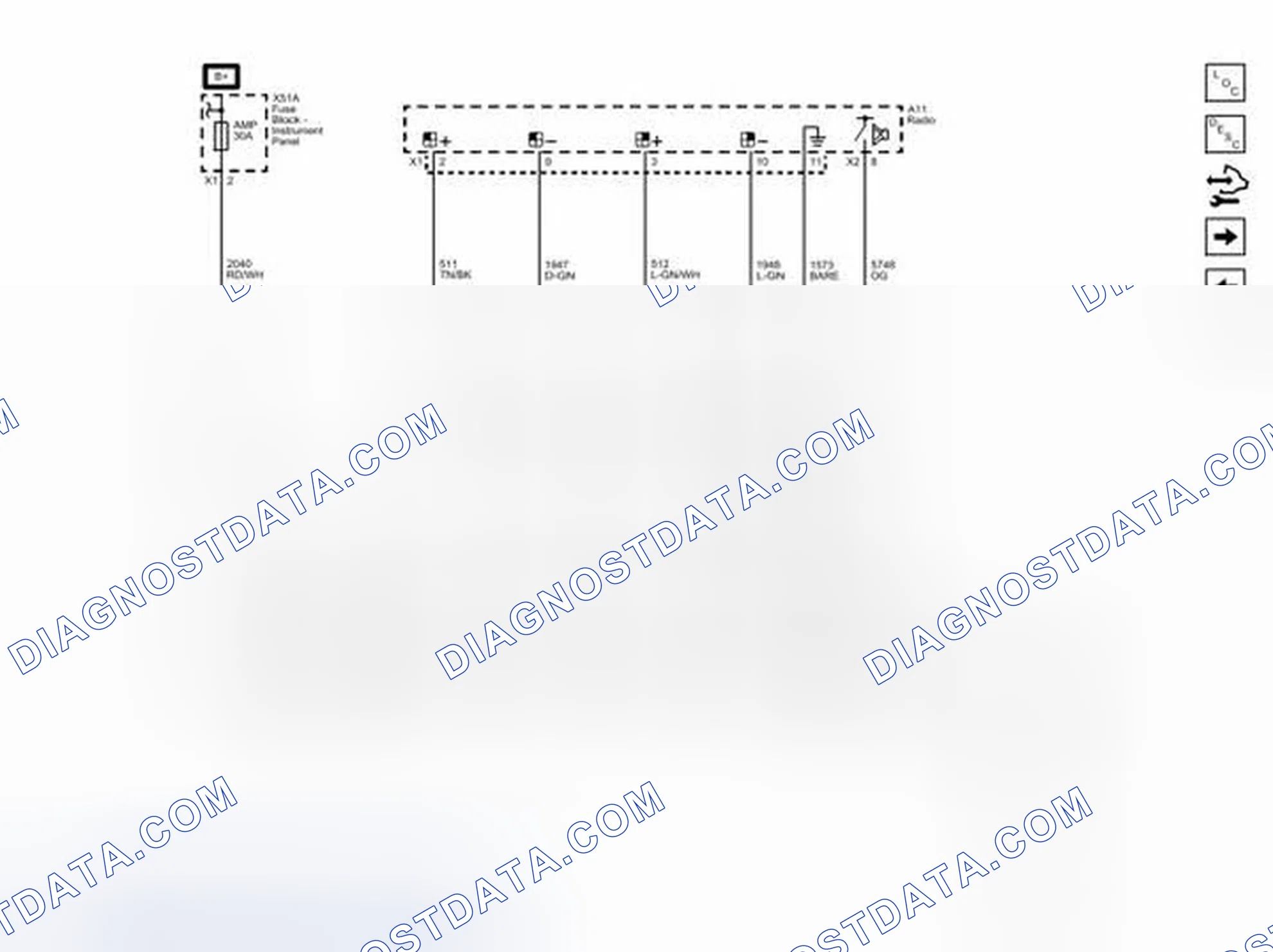 Scheme 2: Audio Amplifier Power, Ground and Front and Rear Audio Inputs (UQA or UQS)