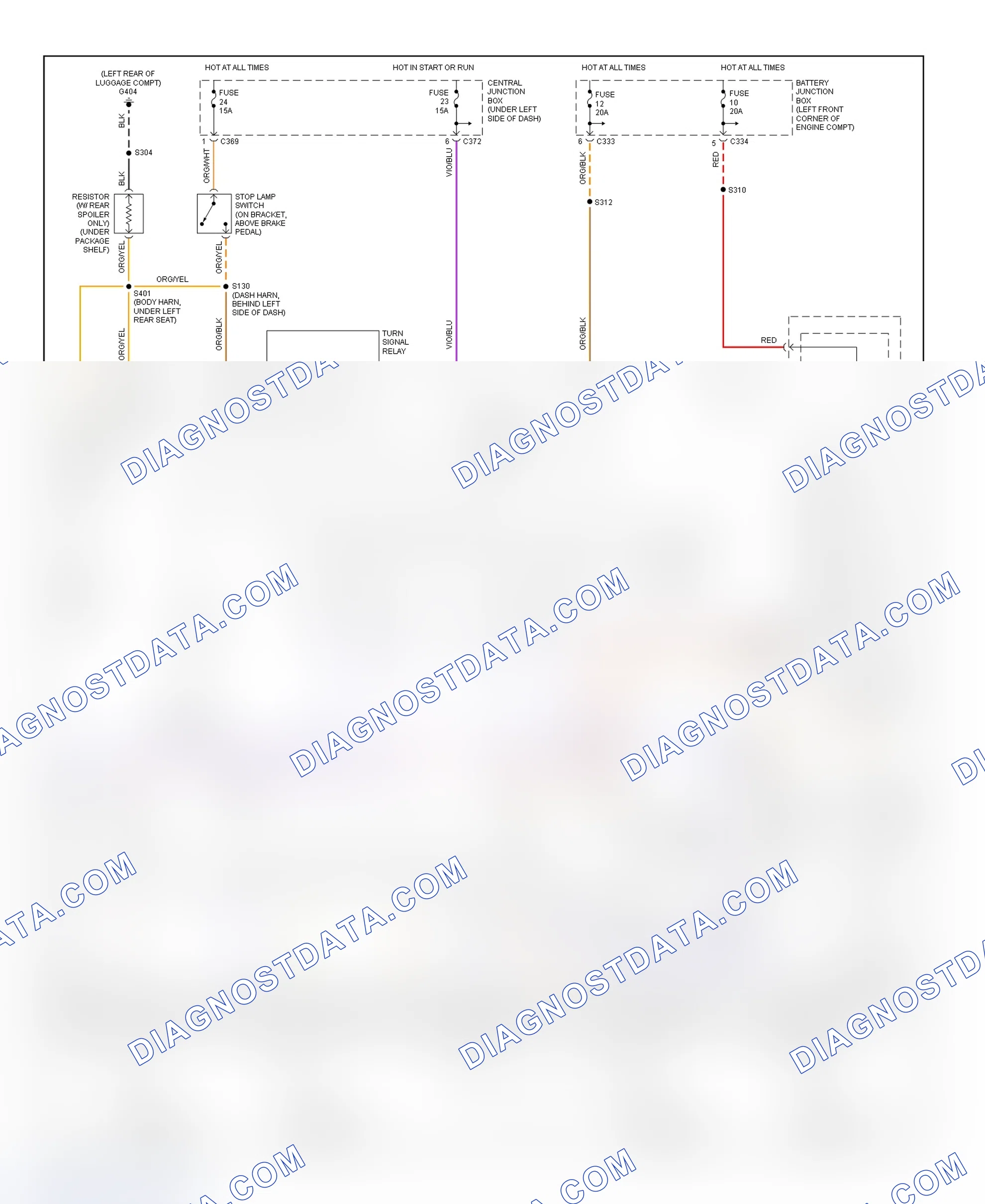 Scheme 21: Exterior Lights Wiring Diagram (Contour & Mystique)