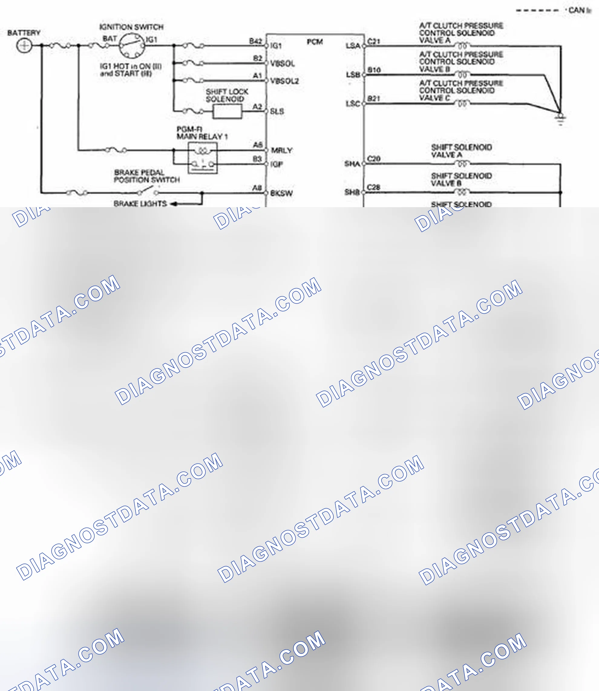 Scheme 477: PCM A/T Control System Electrical Connections