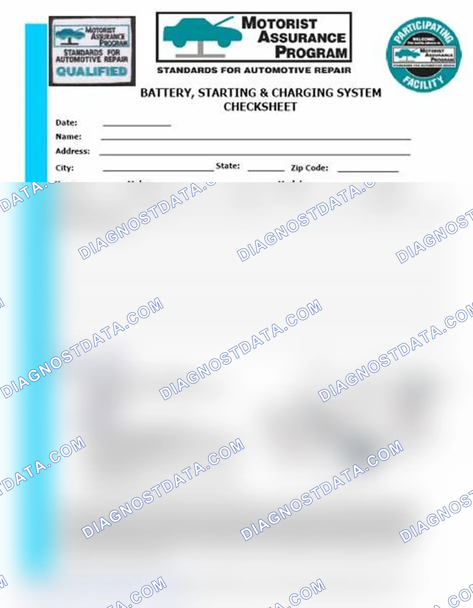 Scheme 3: Battery, Starting & Charging System Checksheet (1 Of 2)