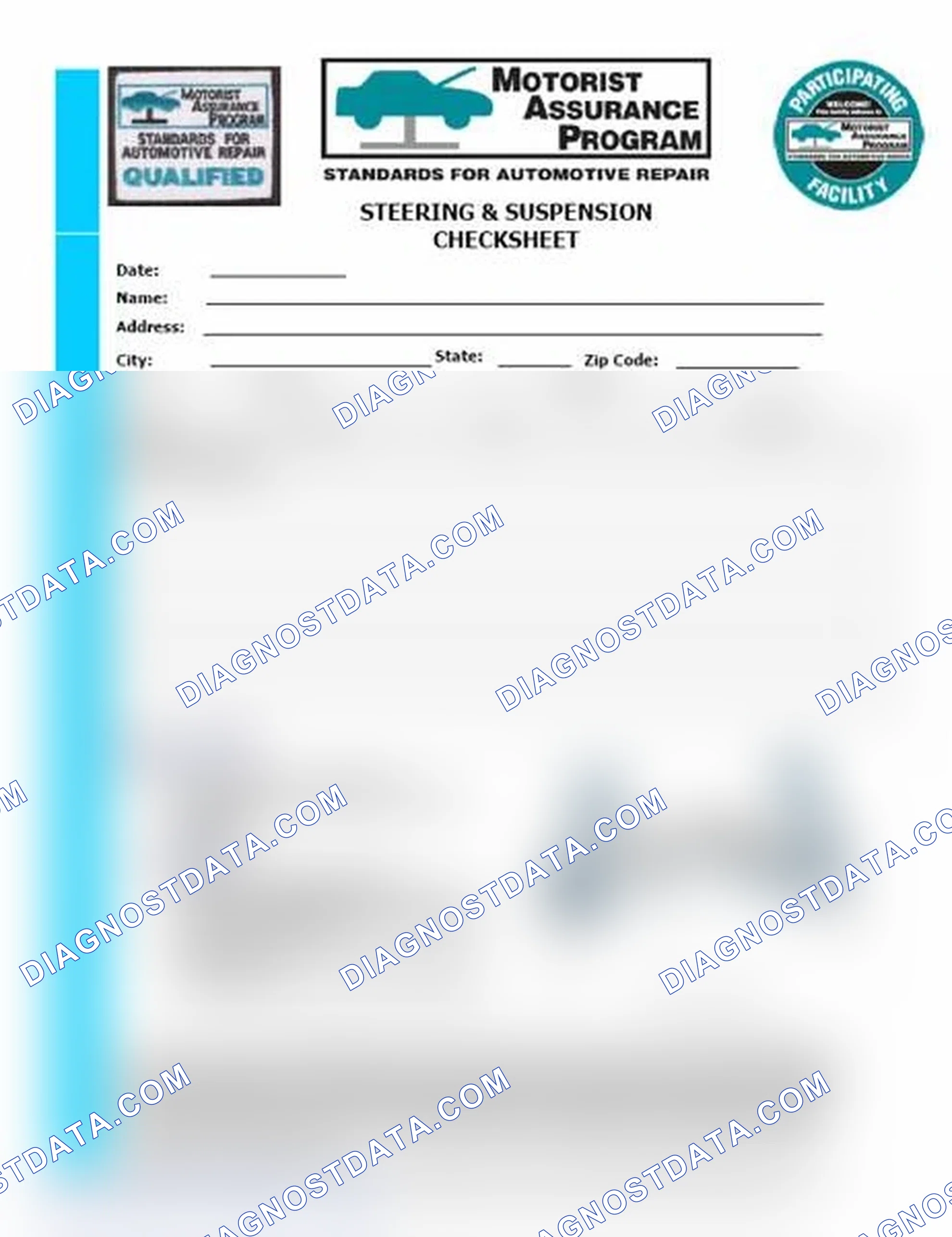 Scheme 11: Steering & Suspension Checksheet (1 Of 2)