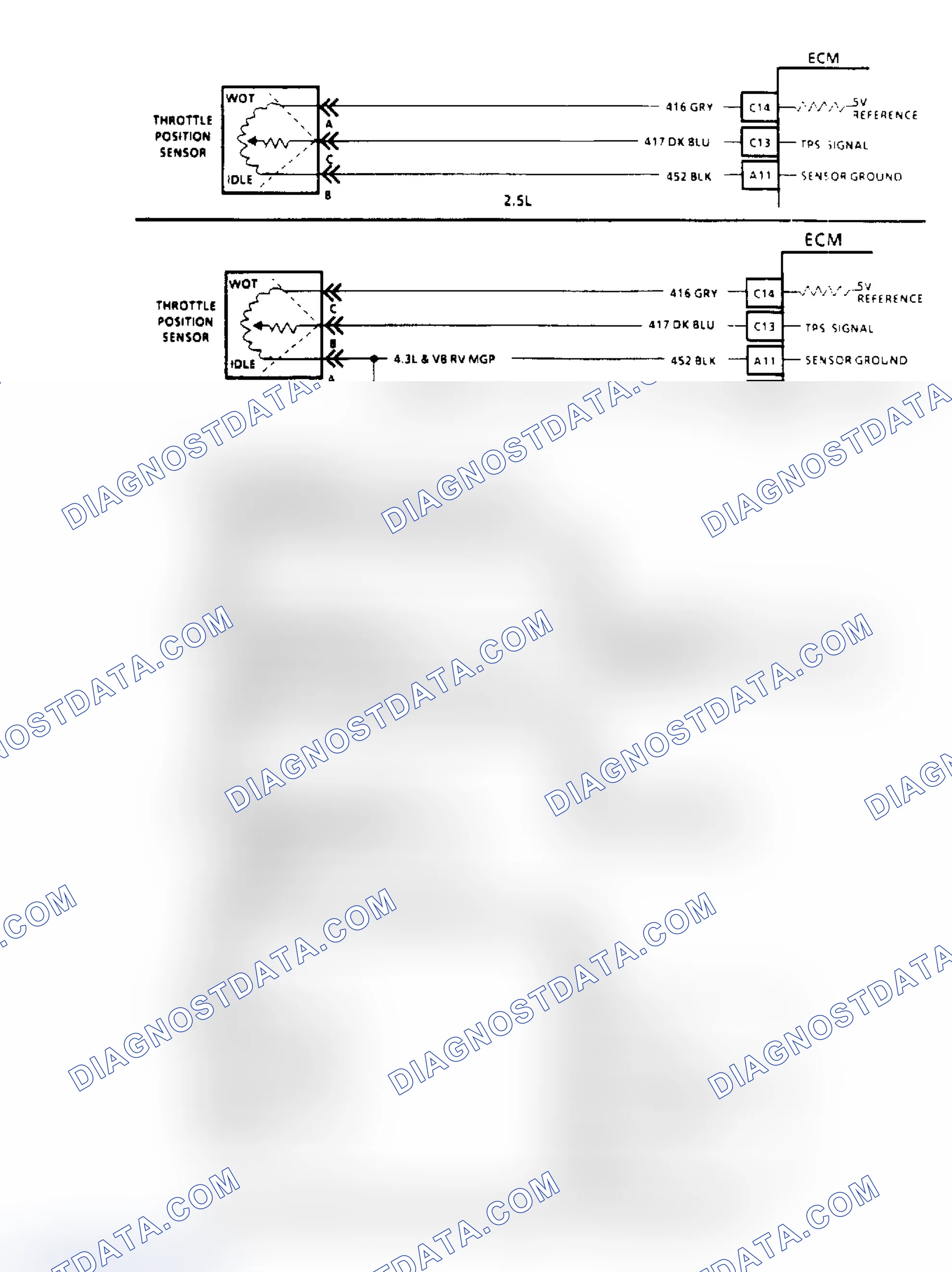 Scheme 56: Code 22, TPS Signal Voltage Low Flow Chart & Schematic