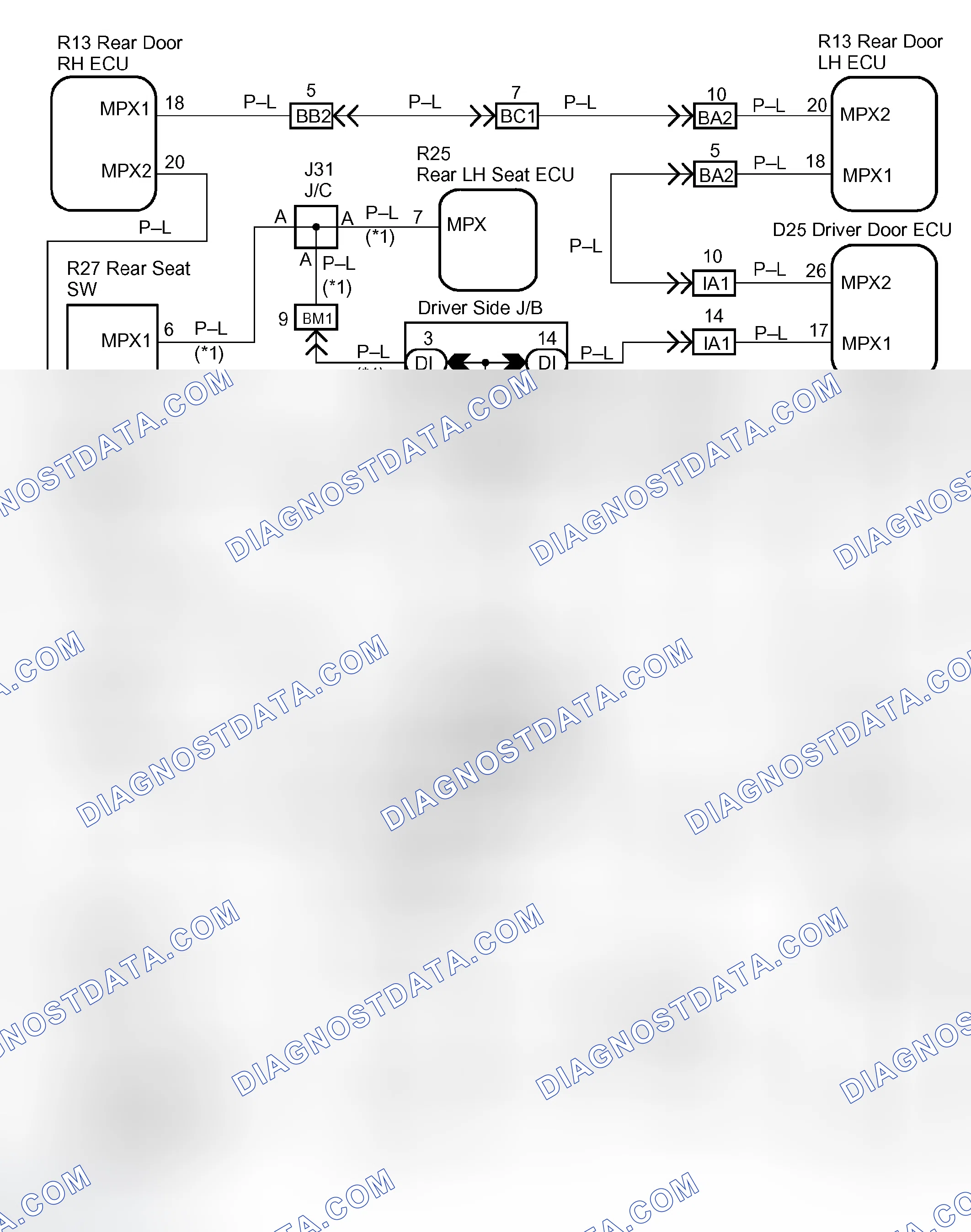 Scheme 60: Identifying Wiring Diagram - R13 Rear Door RH ECU
