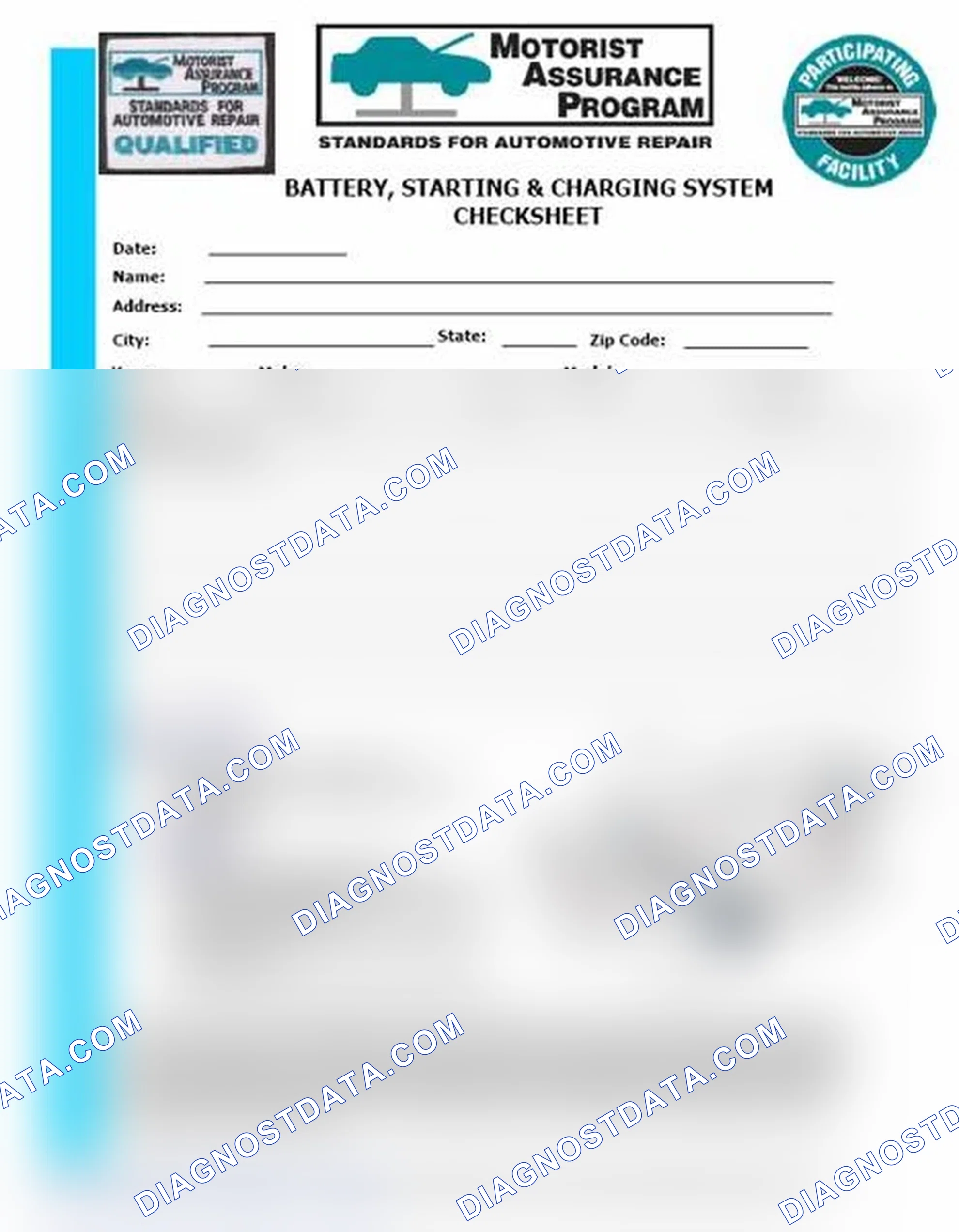 Scheme 3: Battery, Starting & Charging System Checksheet (1 Of 2)