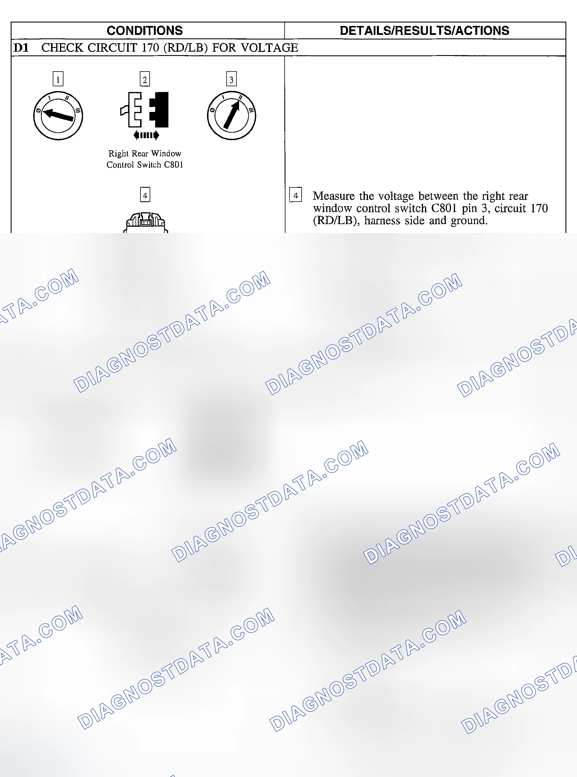 Scheme 14: PINPOINT TEST D: A SINGLE POWER WINDOW IS INOPERATIVE-RIGHT REAR