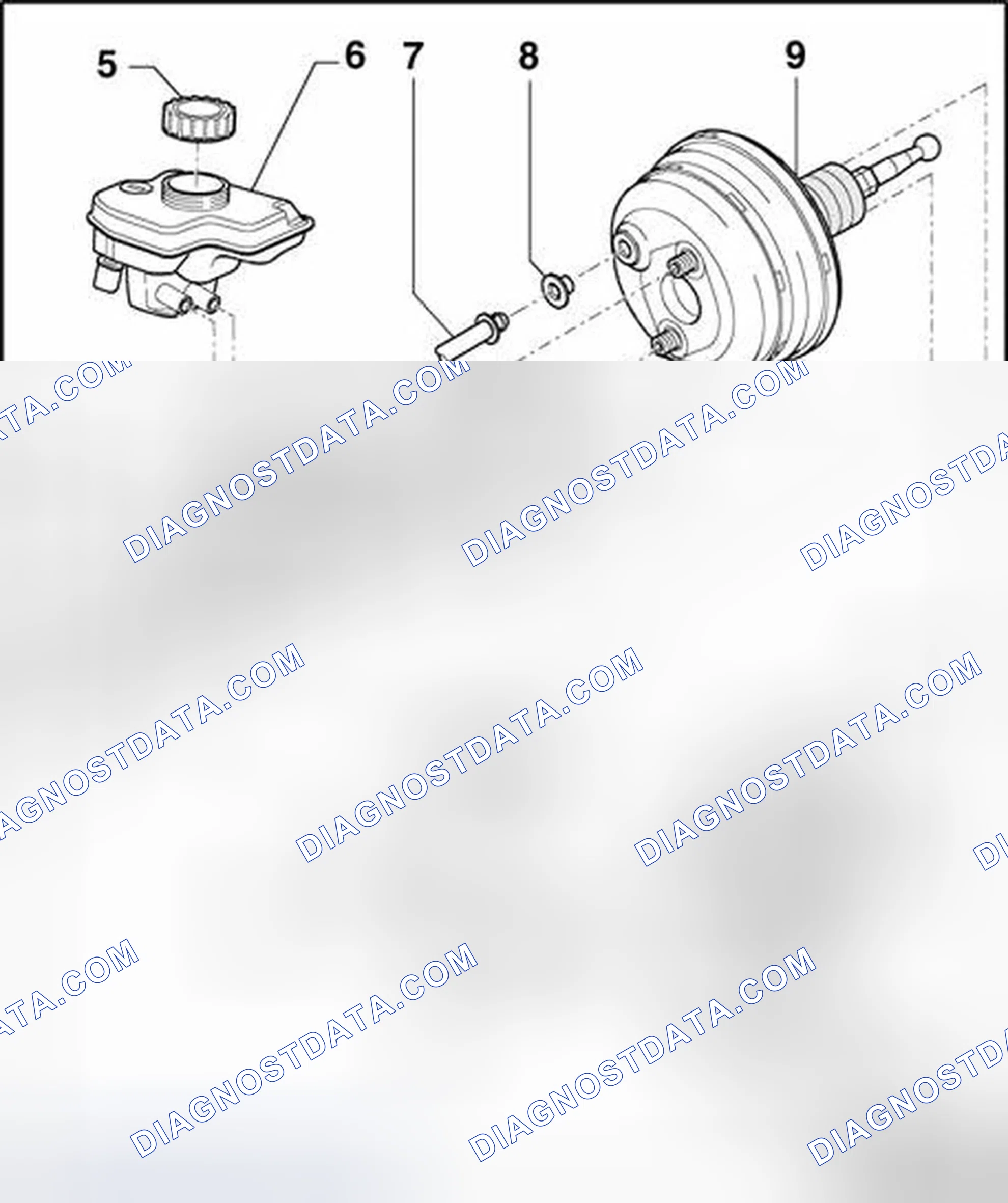 Scheme 4: Brake booster/brake master cylinder, assembly overview