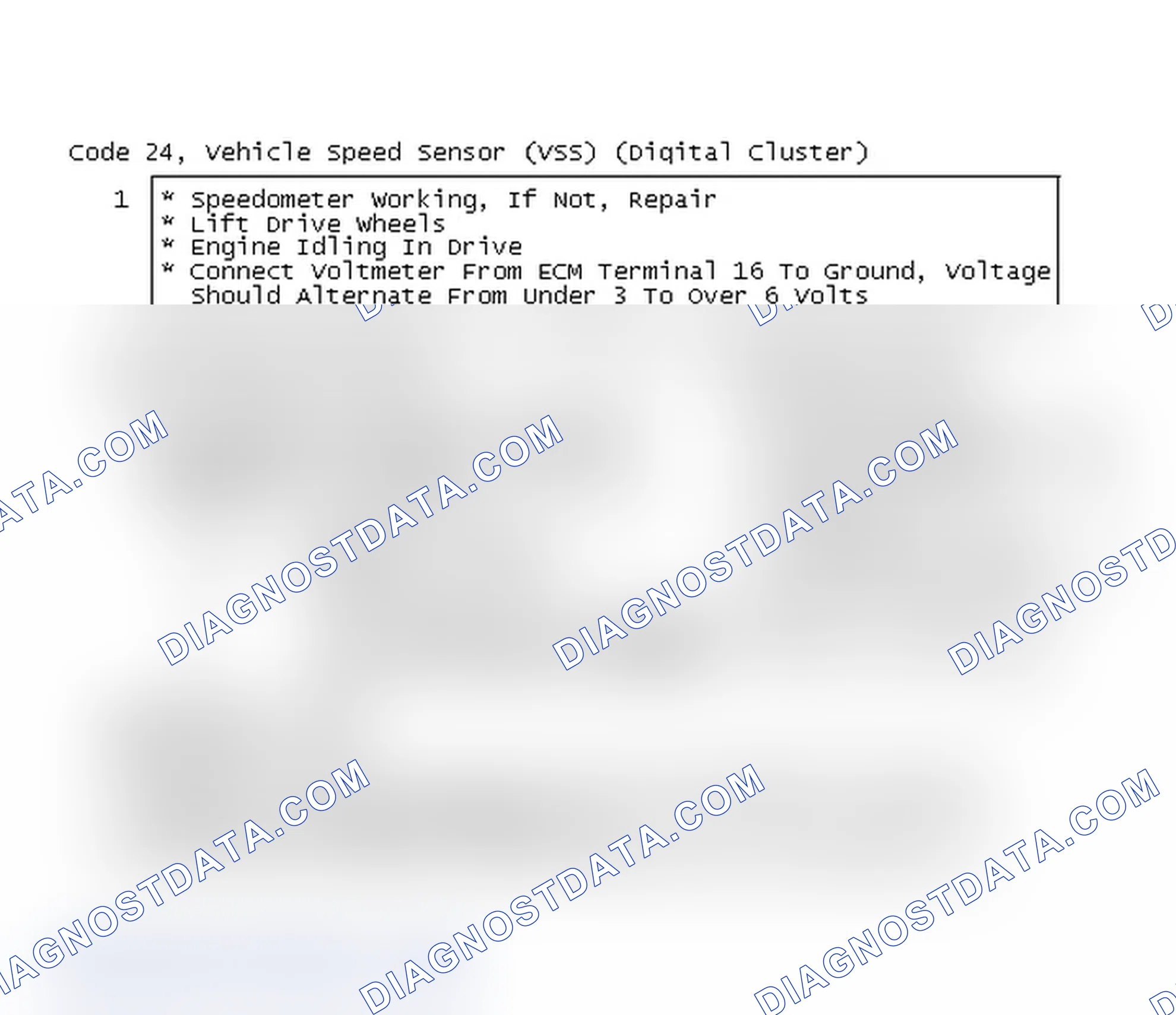 Scheme 104: Code 24, Vehicle Speed Sensor (VSS) (Digital Cluster)