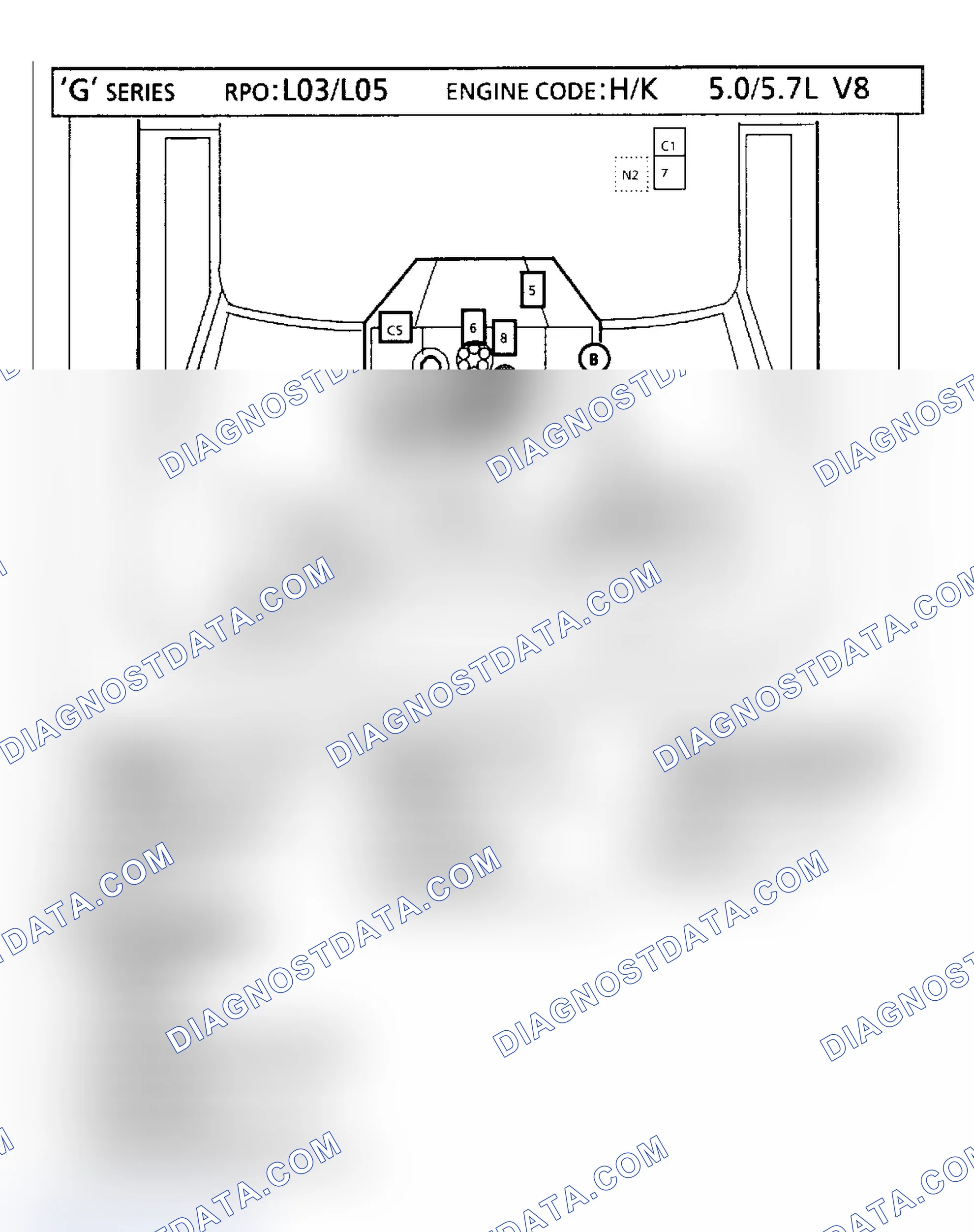 Scheme 107: 5.0L VIN "H"/5.7L VIN "K" "G" Series Van Component Locations