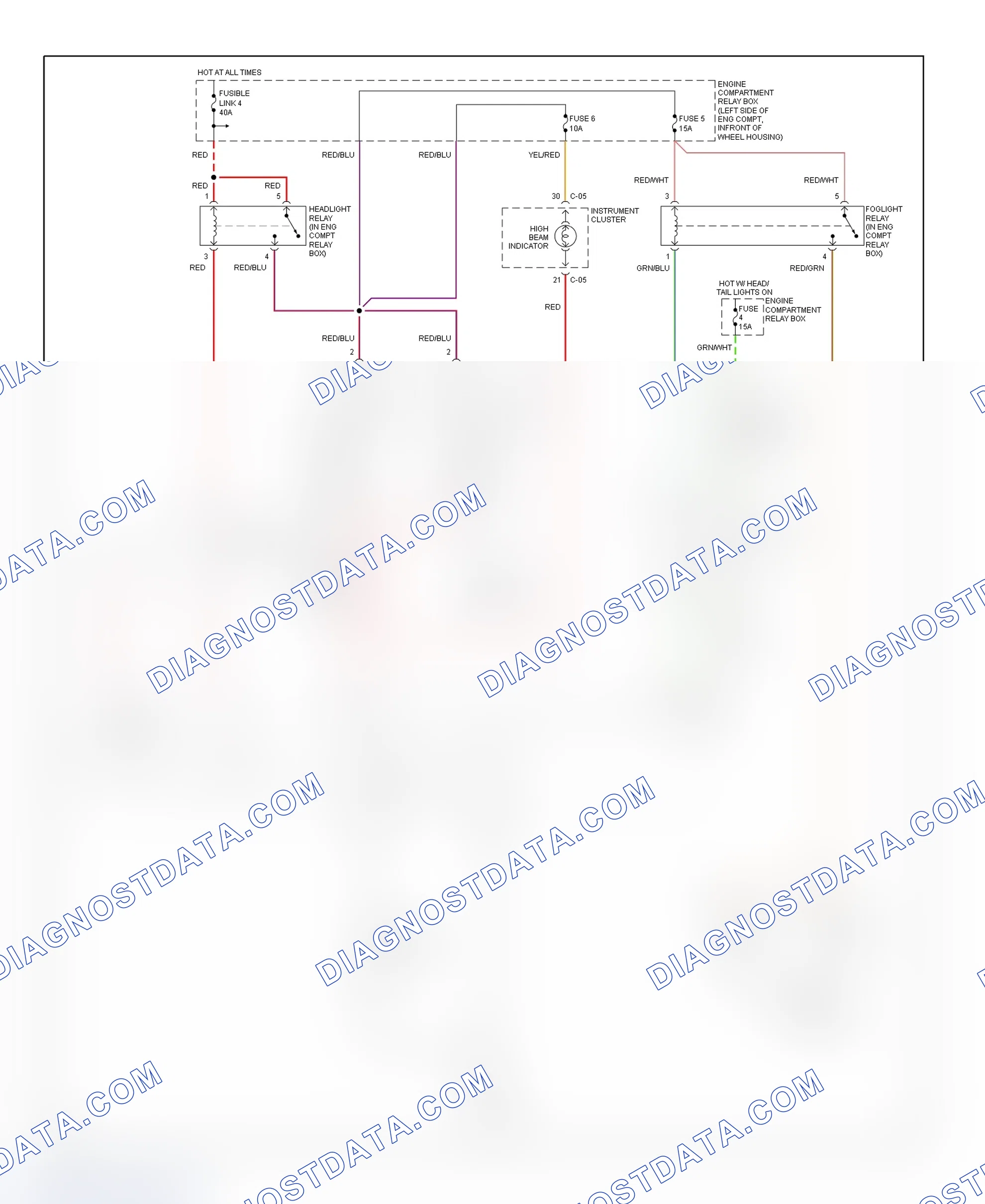 Scheme 1: Headlight System Wiring Diagram (Avenger & Sebring Coupe)