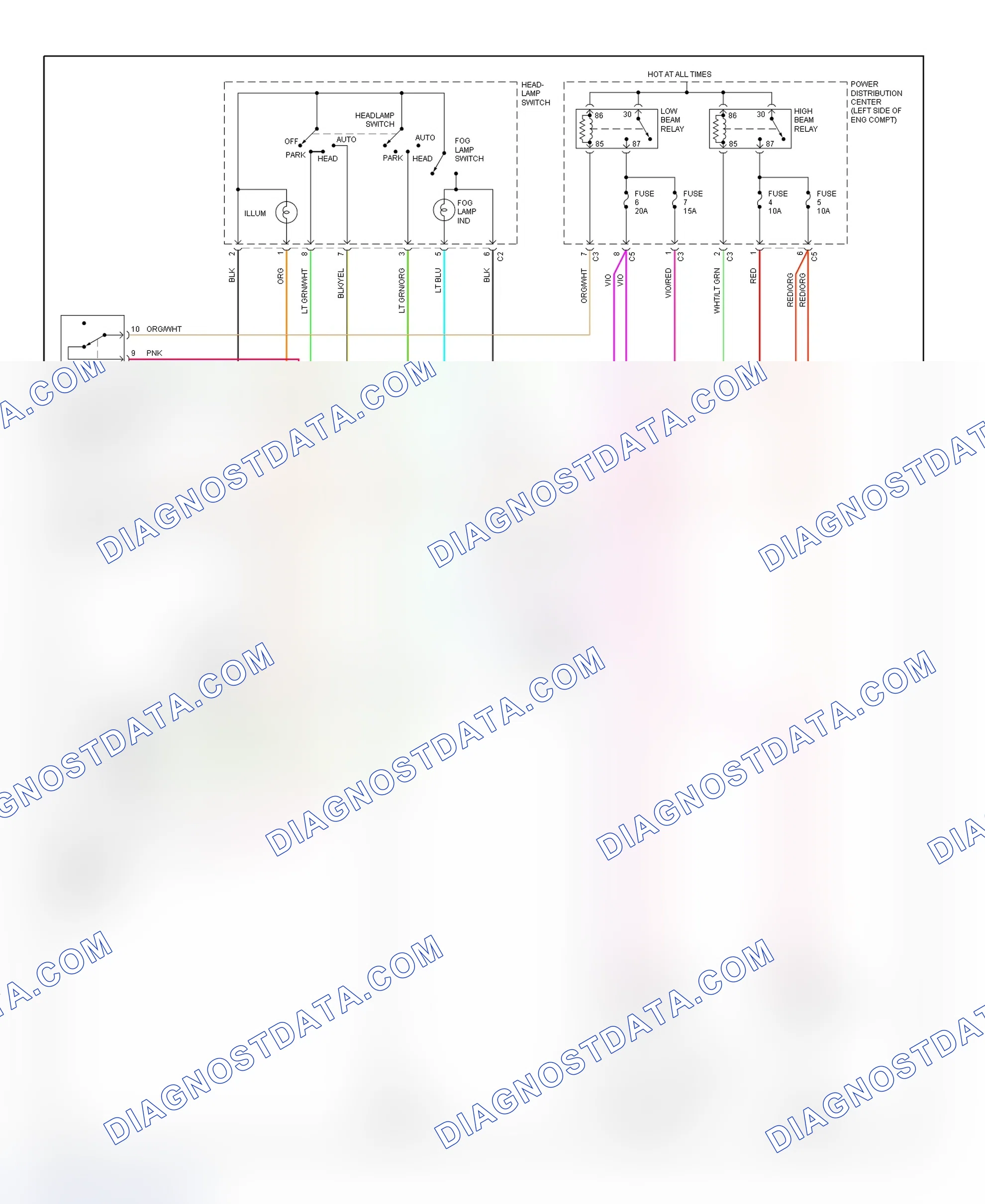 Scheme 3: Headlight System Wiring Diagram (Caravan & Voyager)