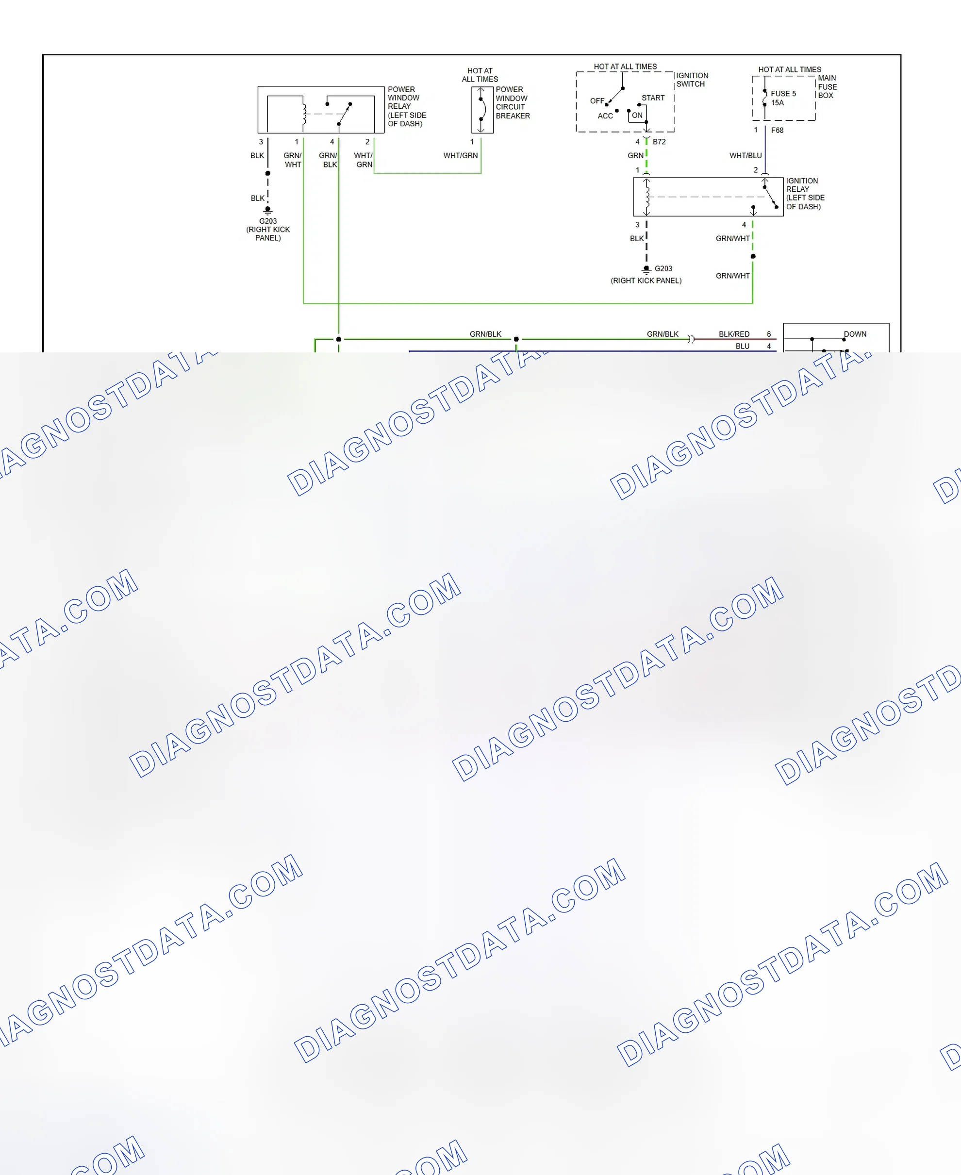 Scheme 6: Power Window System Wiring Diagram (Forester)