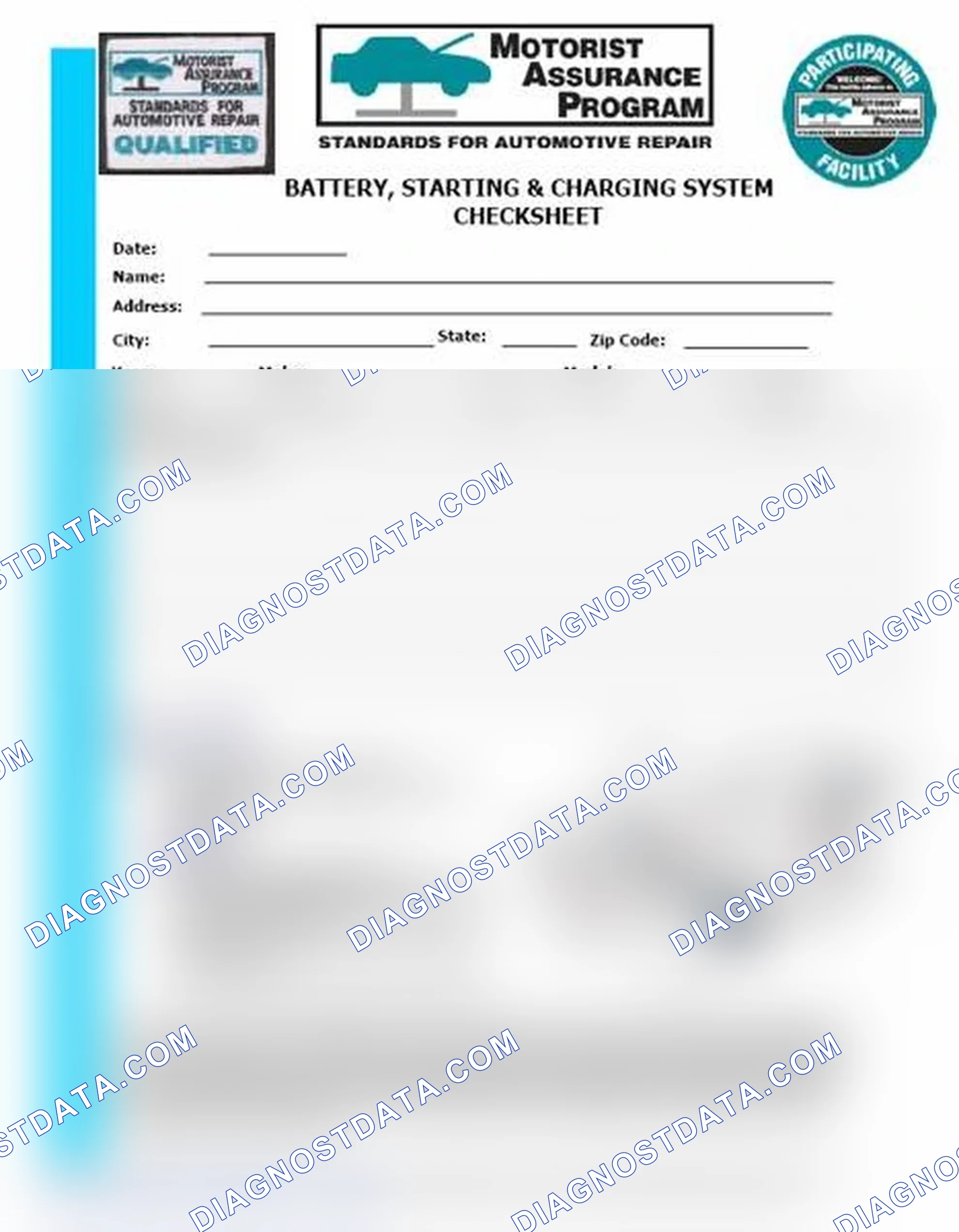 Scheme 3: Battery, Starting & Charging System Checksheet (1 Of 2)