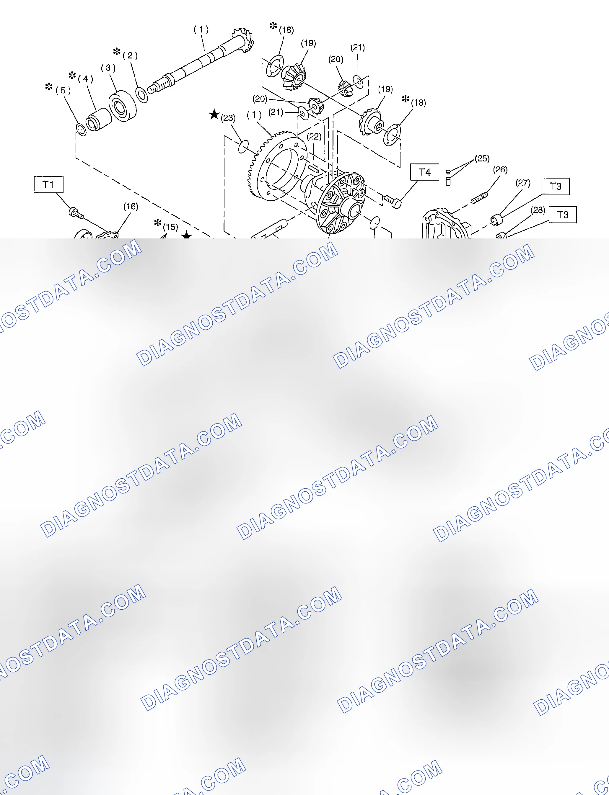 Scheme 135: REAR DIFFERENTIAL FOR T-TYPE WITHOUT LSD