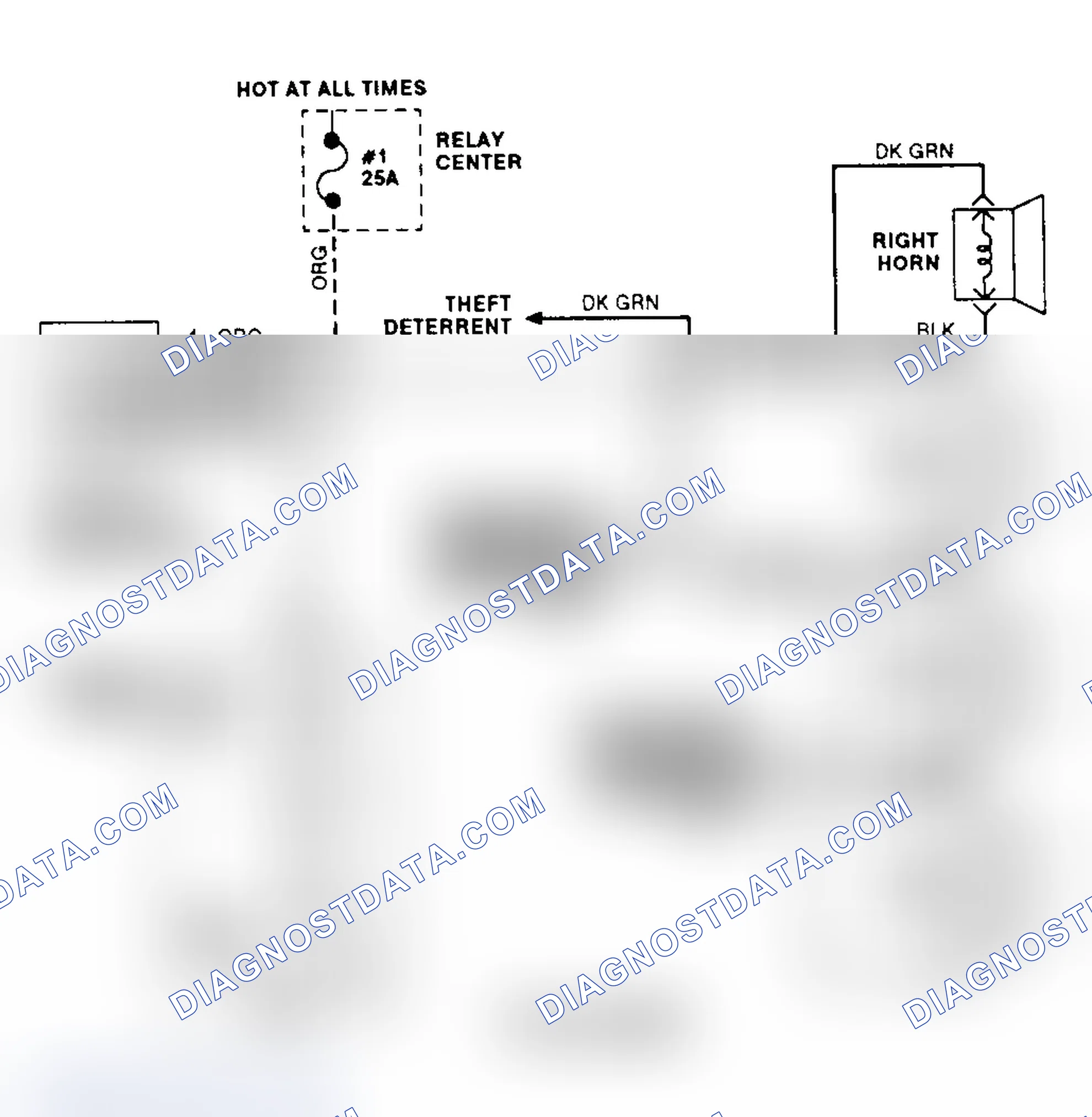Scheme 17: Horn Circuit Wiring Diagram (DeVille W/Trunk Pull-Down & Anti-Theft)