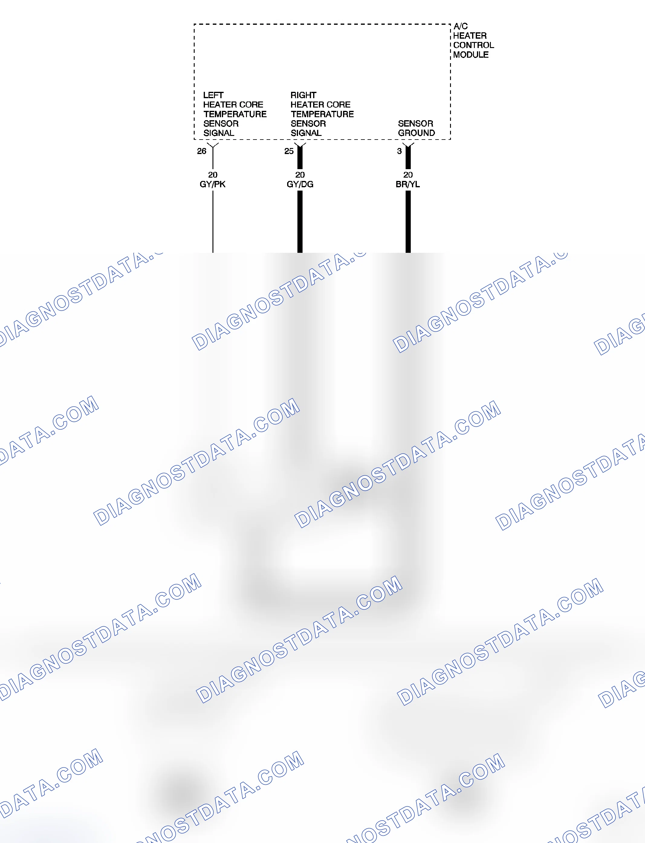 Scheme 19: RIGHT HEATER CORE TEMPERATURE SENSOR CIRCUIT