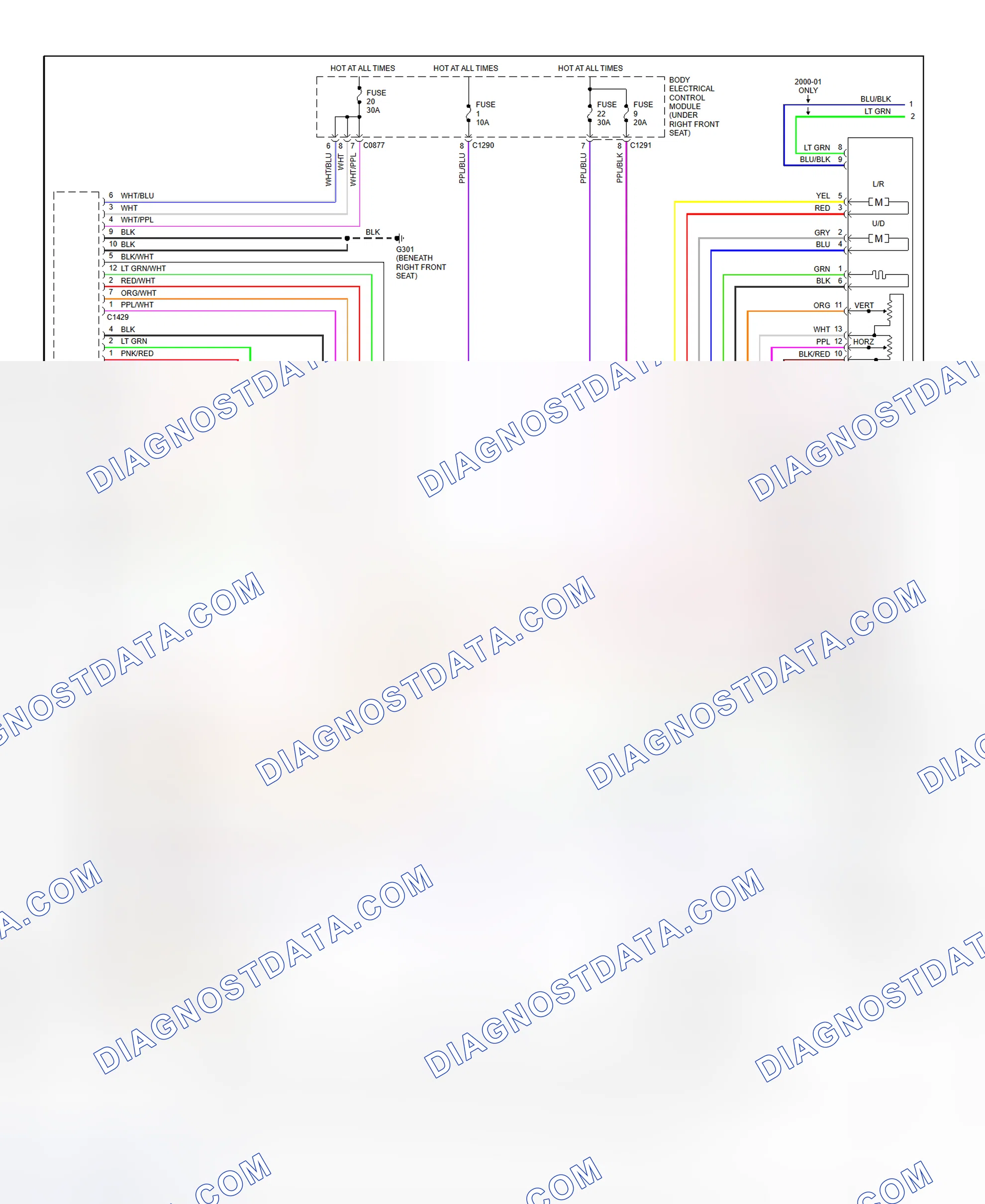 Scheme 3: Memory Mirror Wiring Diagram (Range Rover - 1 Of 2)