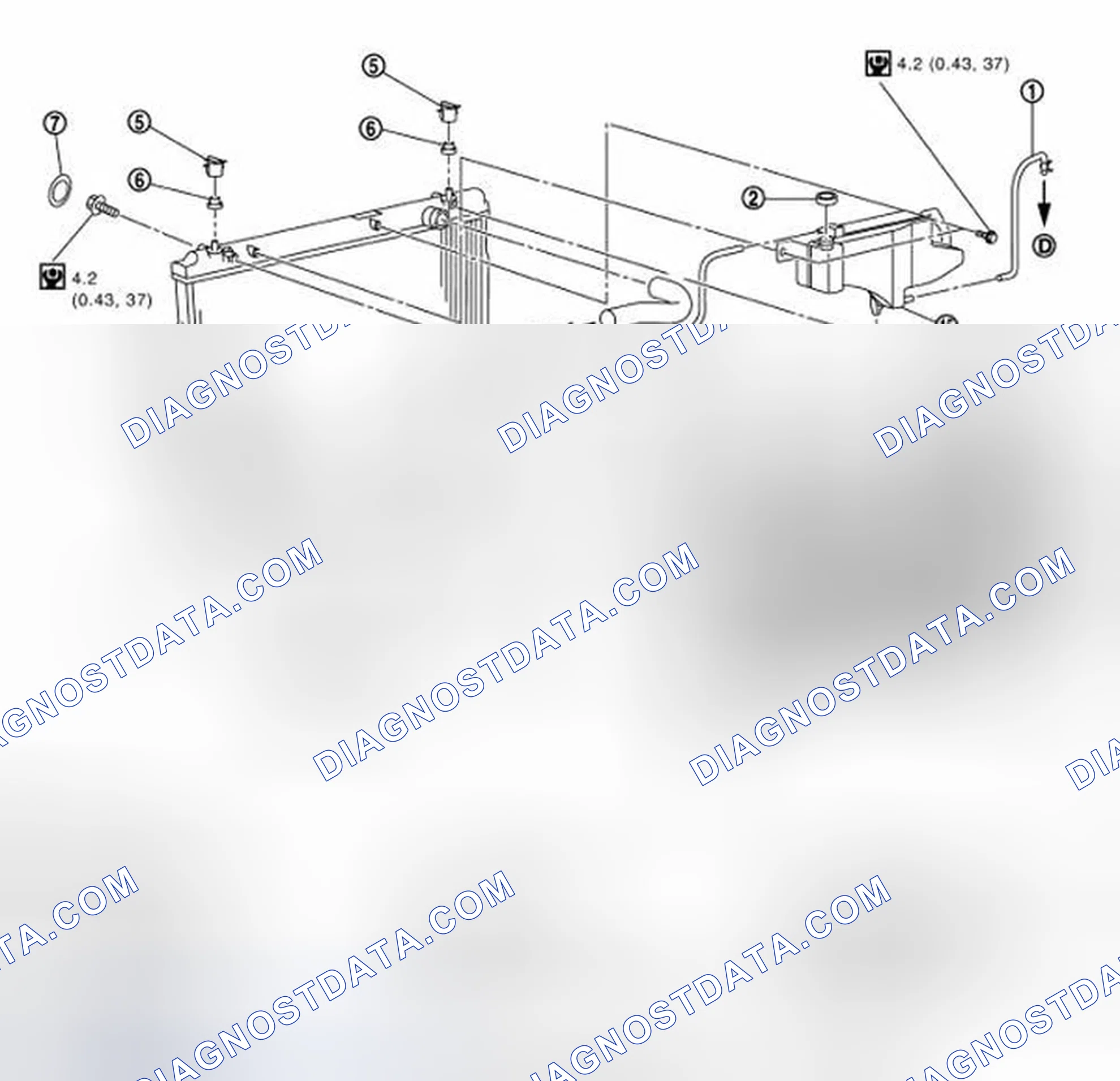 Fig. 14: Identifying Radiator Components With Torque Specifications