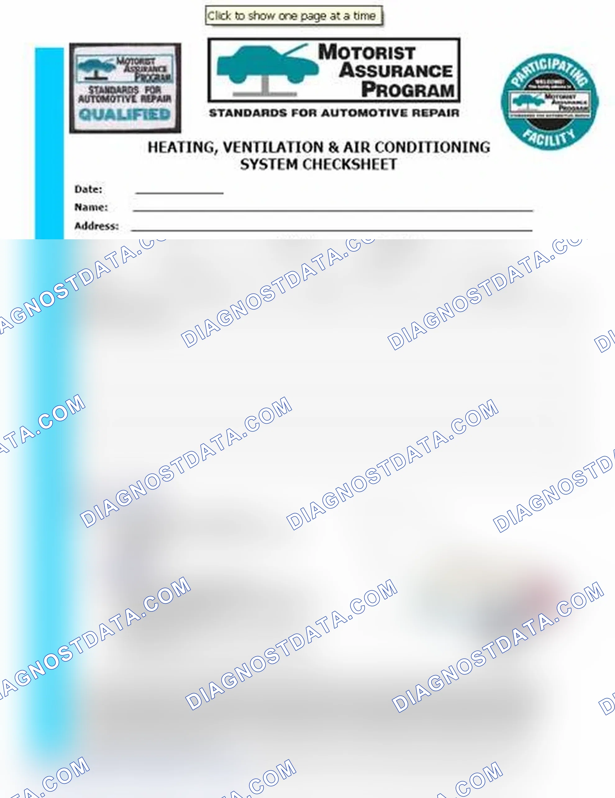 Scheme 15: Heating, Ventilation & Air Conditioning System Checksheet (1 Of 2)