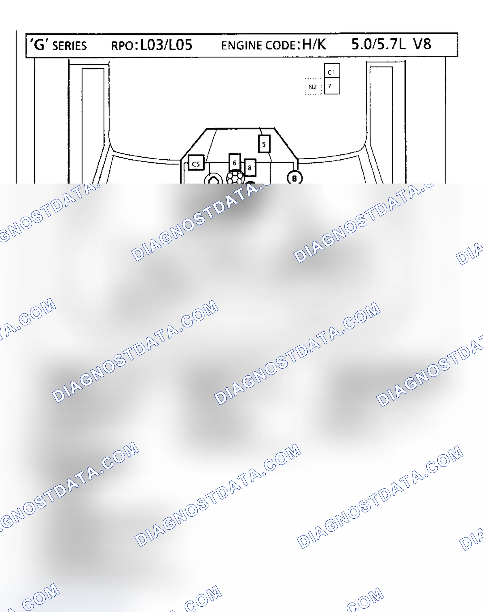 Scheme 108: 5.0L VIN "H"/5.7L VIN "K" "G" Series Van Component Locations