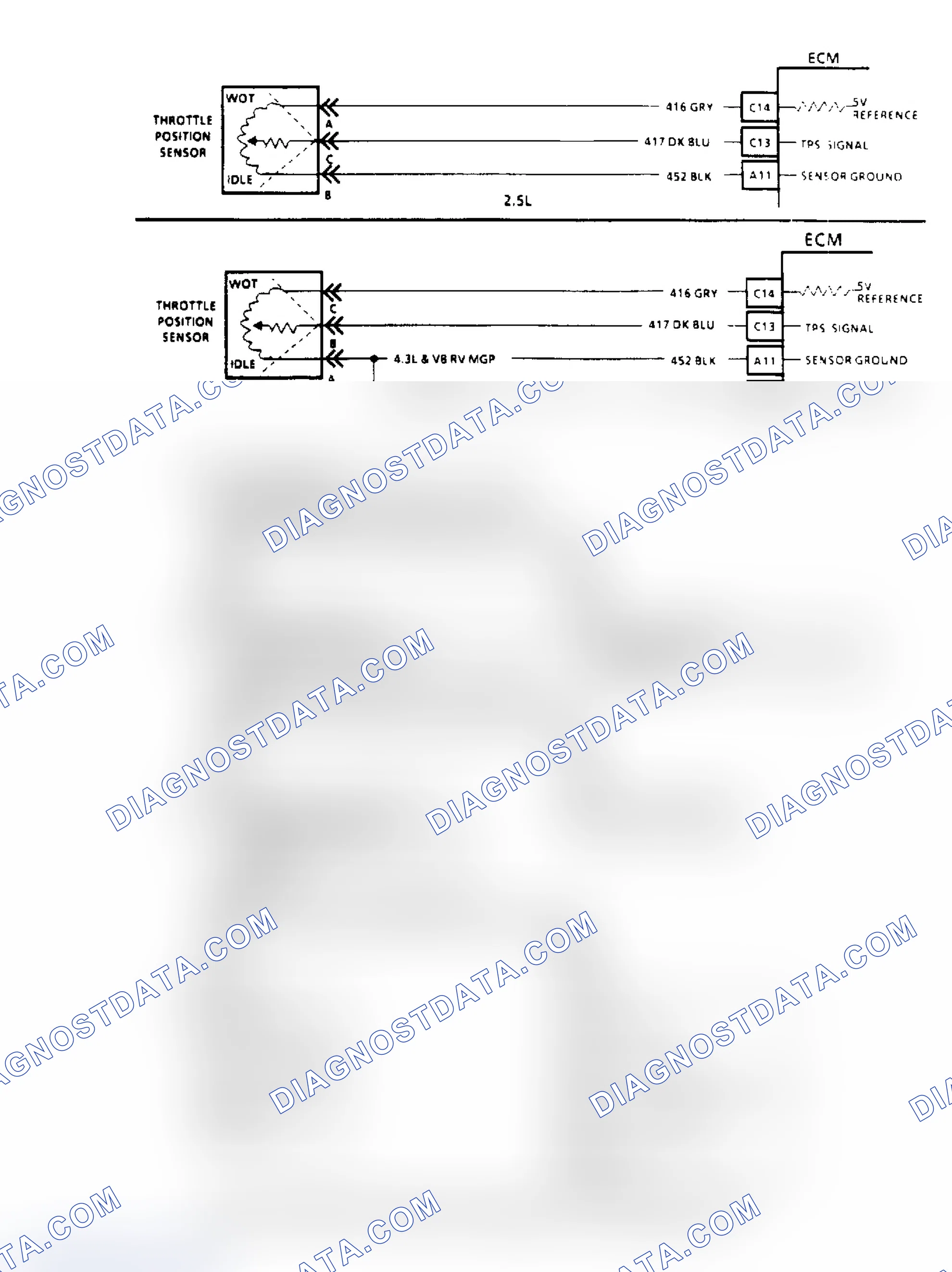 Scheme 53: Code 22, TPS Signal Voltage Low Flow Chart & Schematic