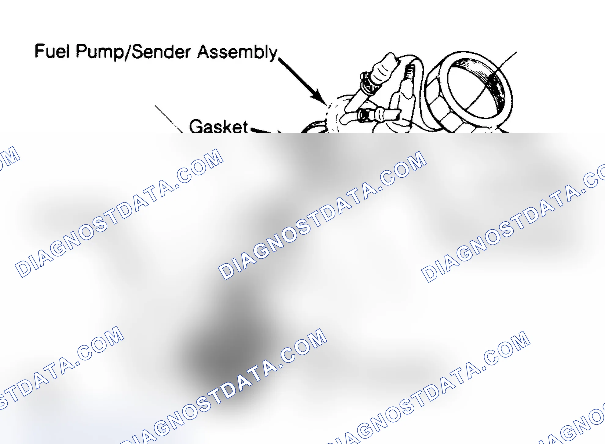 Scheme 38: Ford Electric Fuel Pump/Sending Unit Assembly Assembly shown is for vehicles with 7.5L engines. Assembly for 2.3L and 5.0L engines is similar.