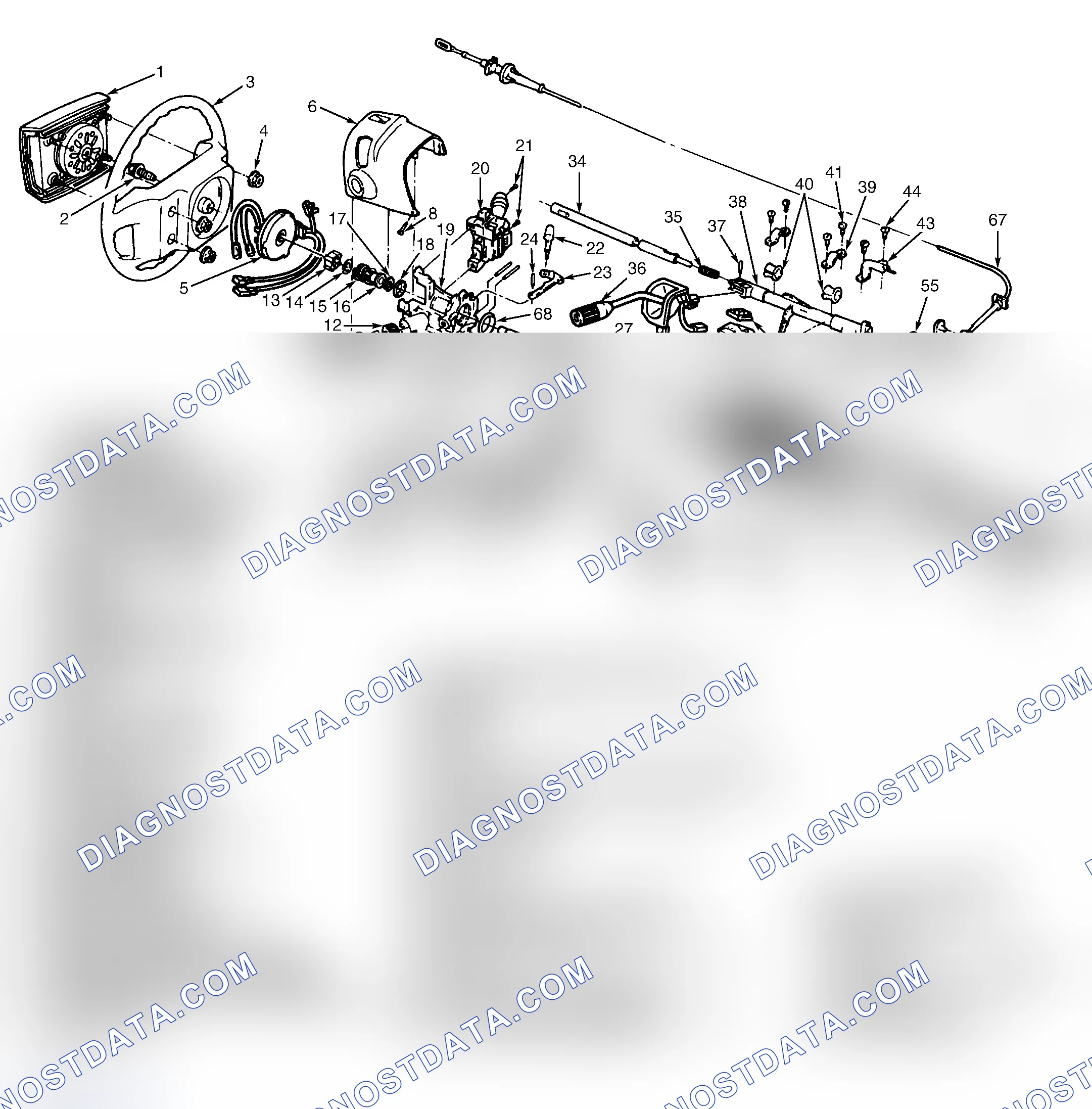 Fig. 2: Exploded View Of Steering Column W/Air Bag (Typical)