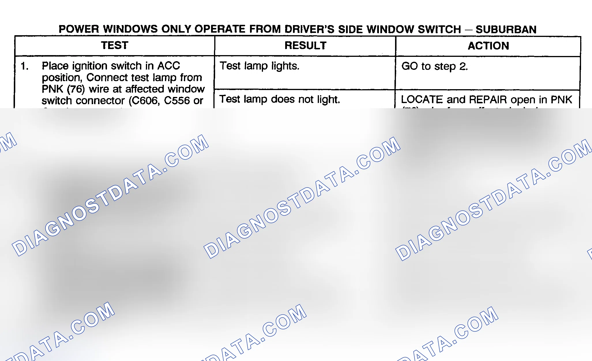 Scheme 8: TEST F: POWER WINDOWS ONLY OPERATE FROM DRIVER'S SIDE WINDOW SWITCH - SUBURBAN, CREW CAB & UTILITY