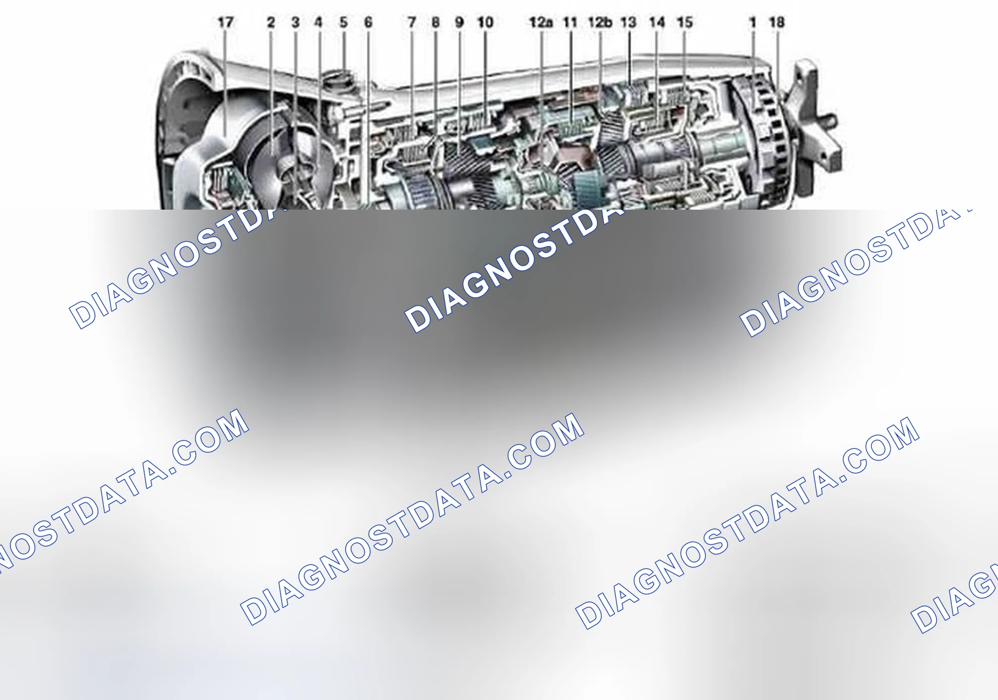 Scheme 307: Identifying Automatic Transmission Mechanical Parts Location (Transmission 722.9)