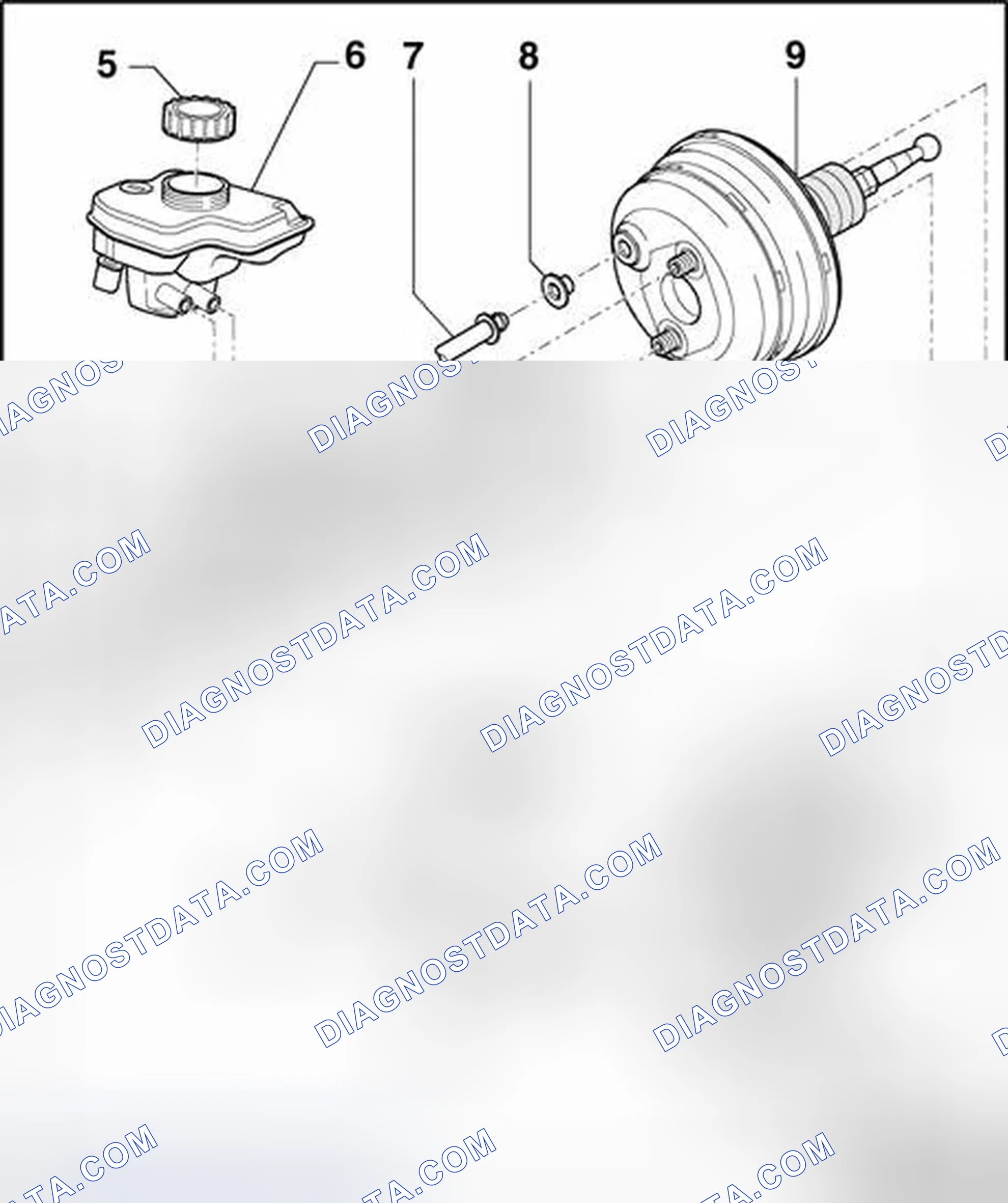 Scheme 4: Brake booster/brake master cylinder, assembly overview
