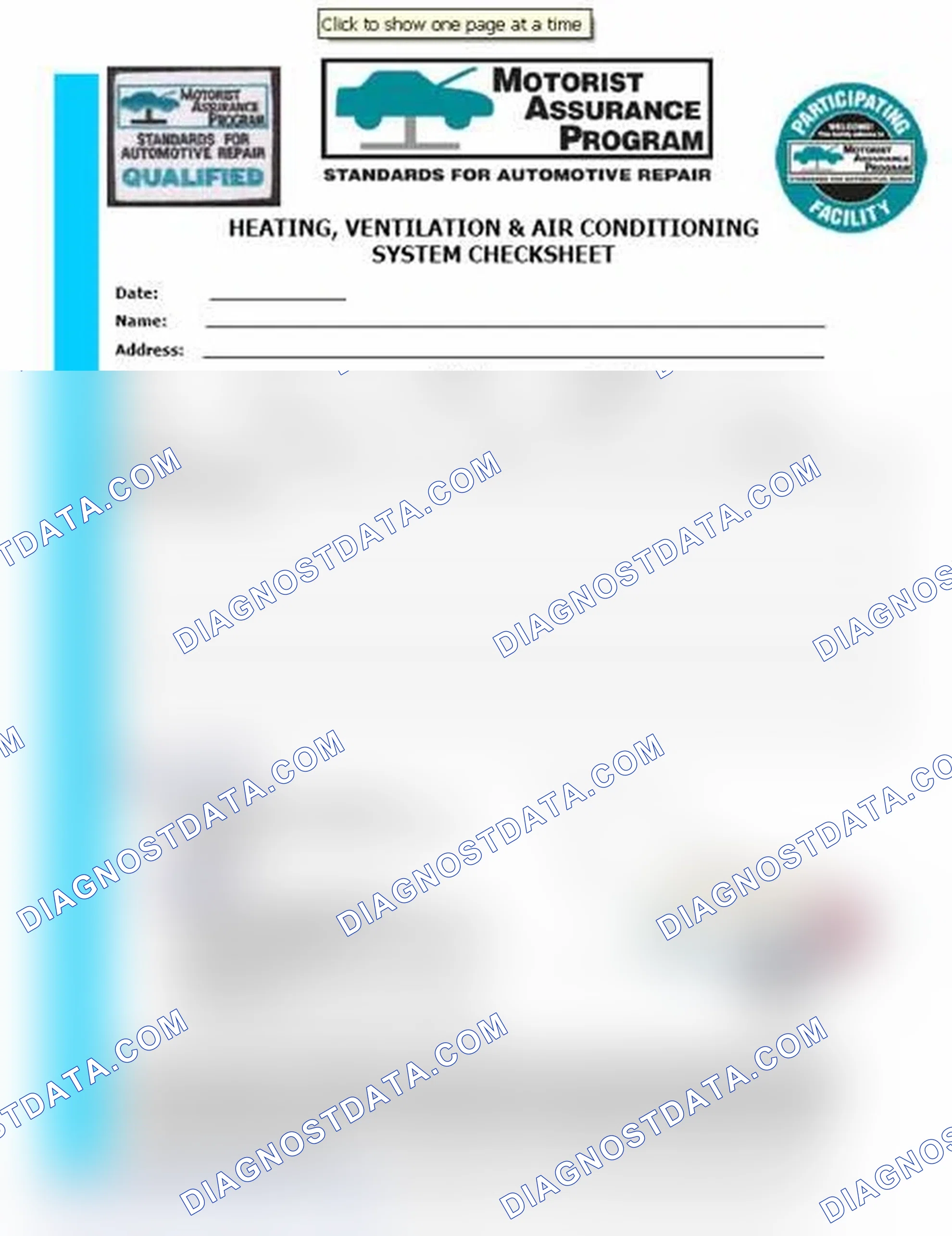 Scheme 15: Heating, Ventilation & Air Conditioning System Checksheet (1 Of 2)