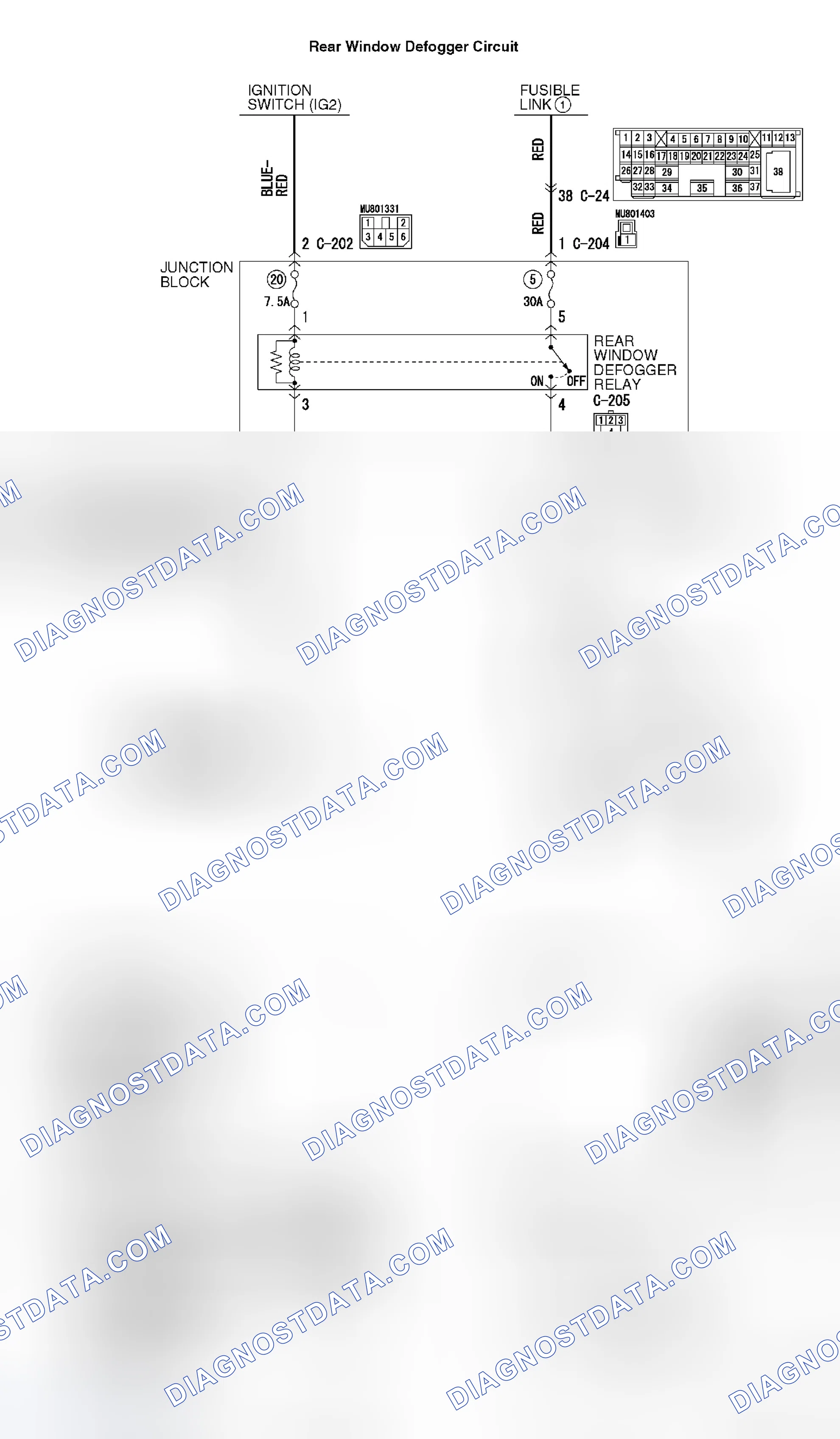 Scheme 175: INSPECTION PROCEDURE 10: Rear Window Defogger Function does not Operate.