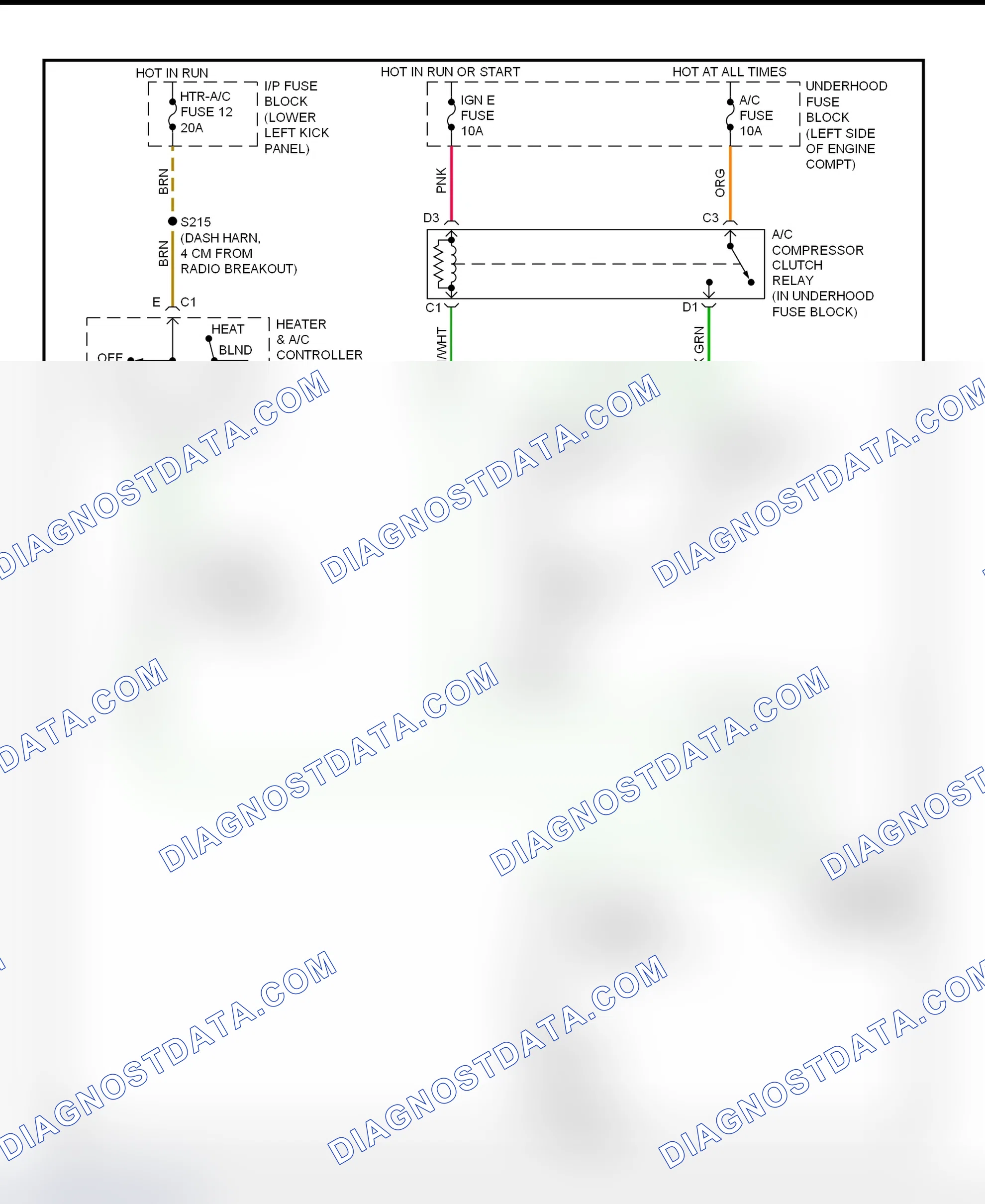 Scheme 25: A/C Compressor Clutch Control Circuit Wiring Diagram (2001 Express & Savana - Except Diesel Engine)