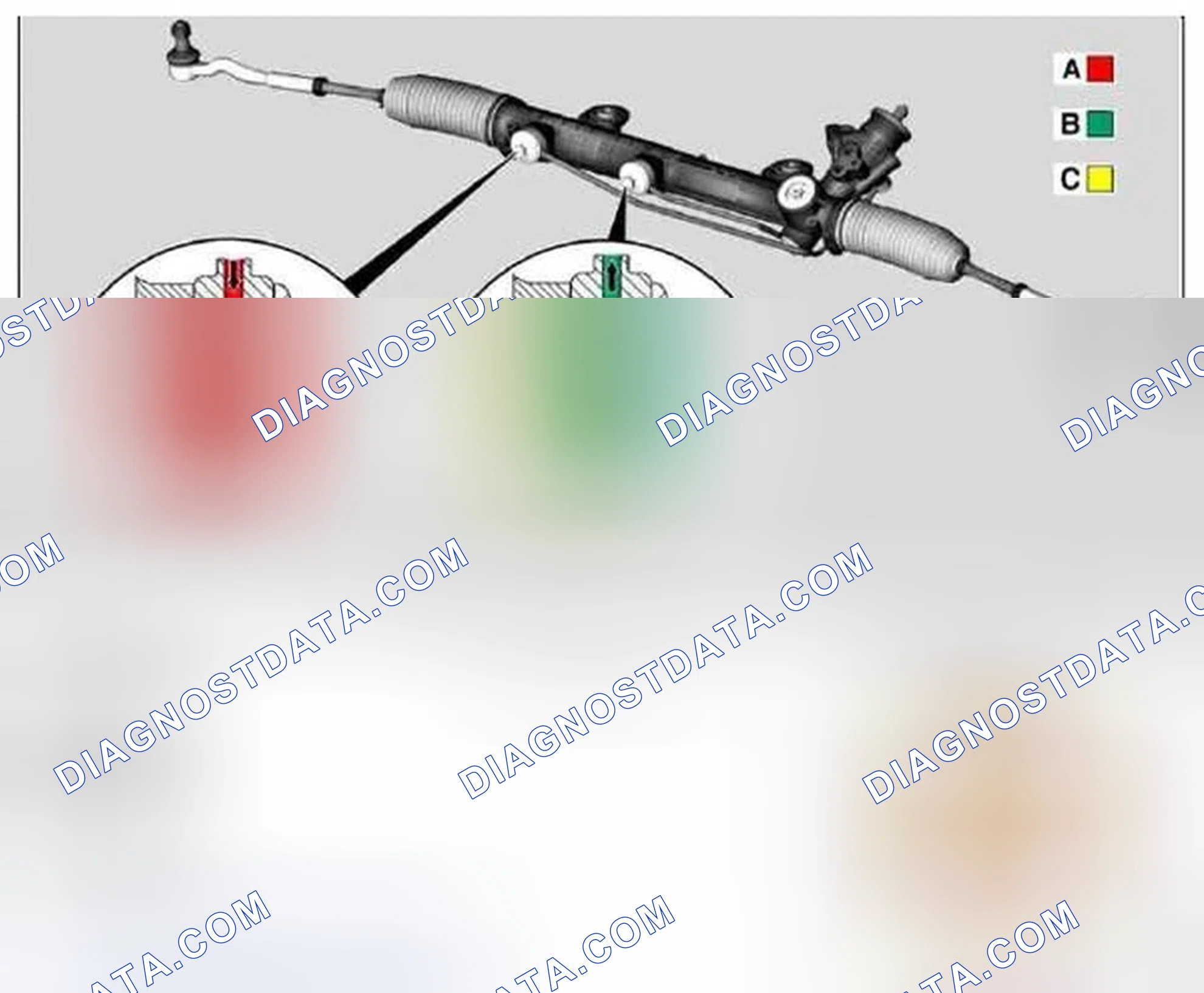 Scheme 24: Identifying Rack-And-Pinion Steering Damper Components - Shown Steering Left